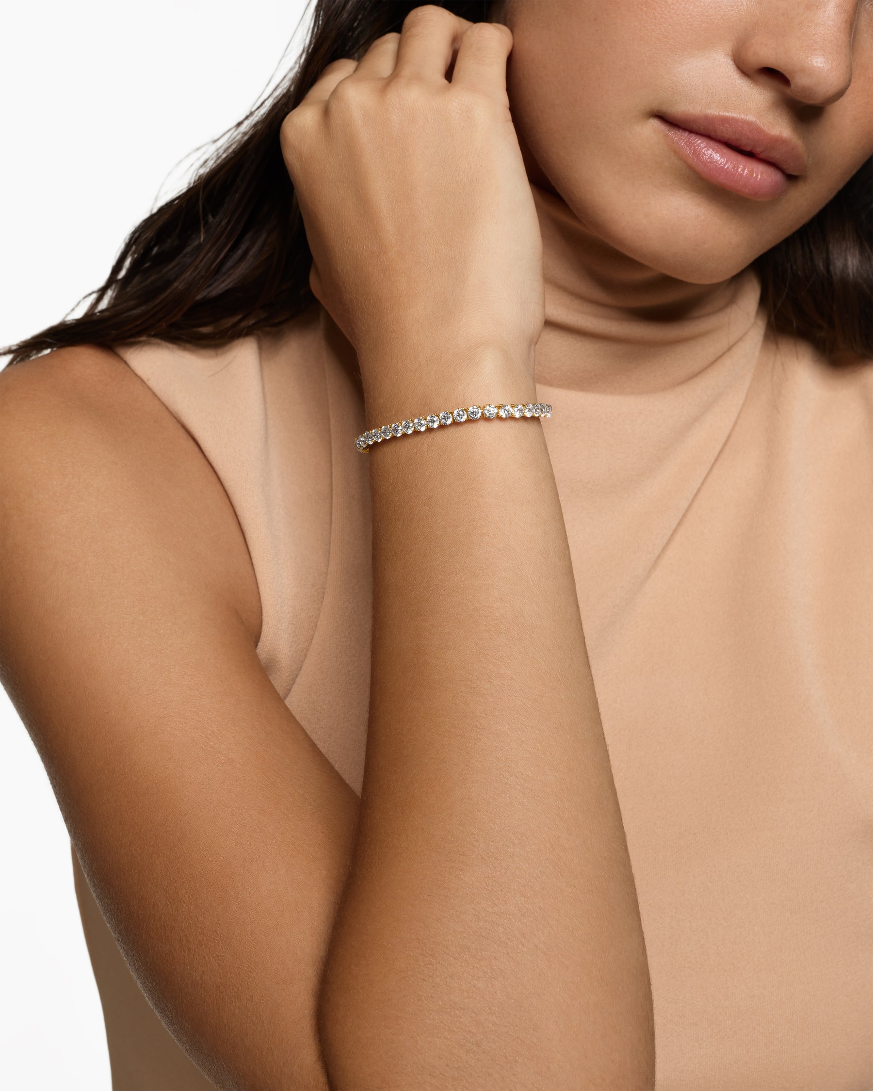 Alternative view of Tennis Bracelet in 18K Yellow Gold with Diamonds, 3.8mm