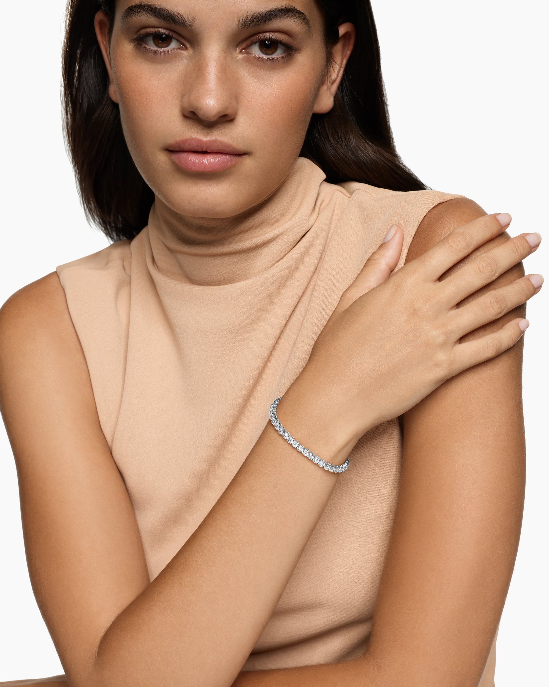 Alternative view of Tennis Bracelet in 18K White Gold with Diamonds, 3.8mm
