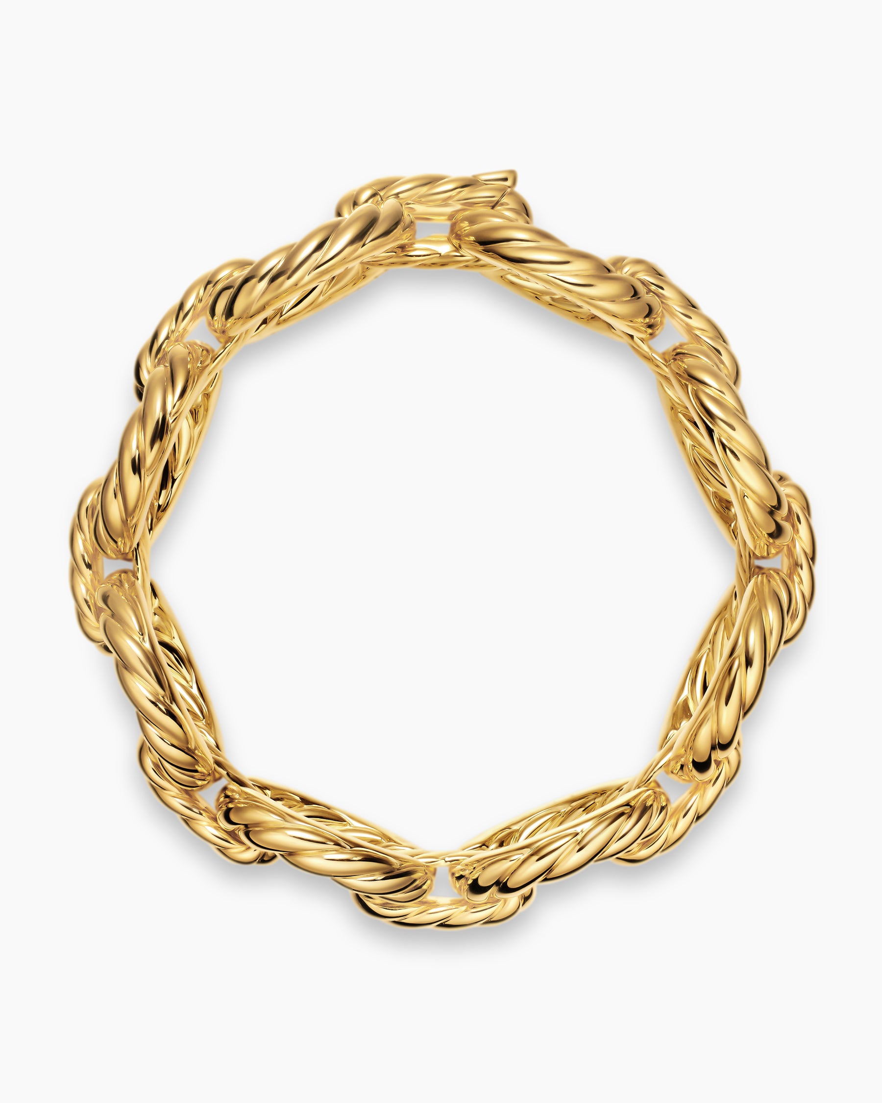 Sculpted Cable Oval Link Bracelet in 18K Yellow Gold, 18mm - Image 3