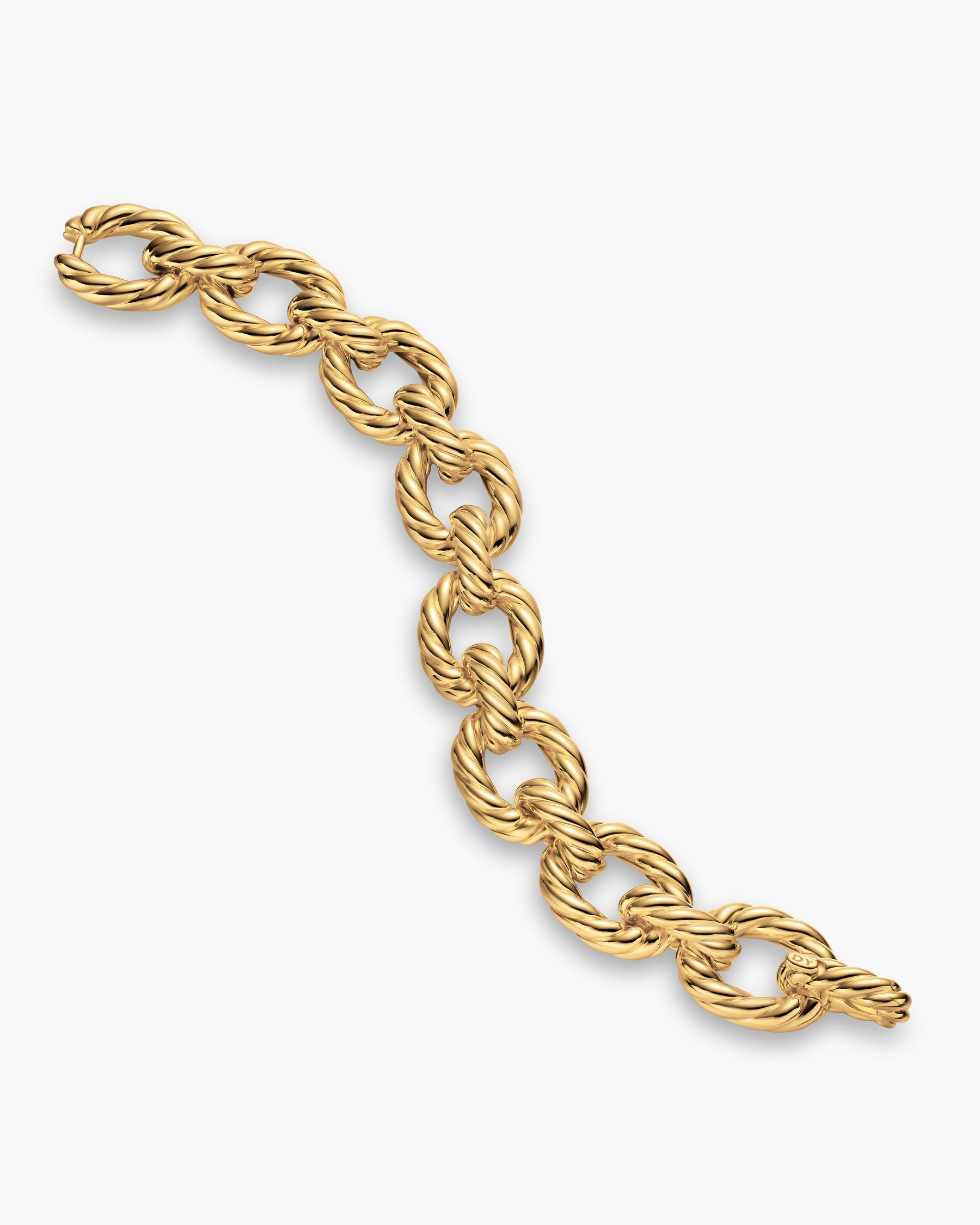 Sculpted Cable Oval Link Bracelet in 18K Yellow Gold, 18mm - Image 4