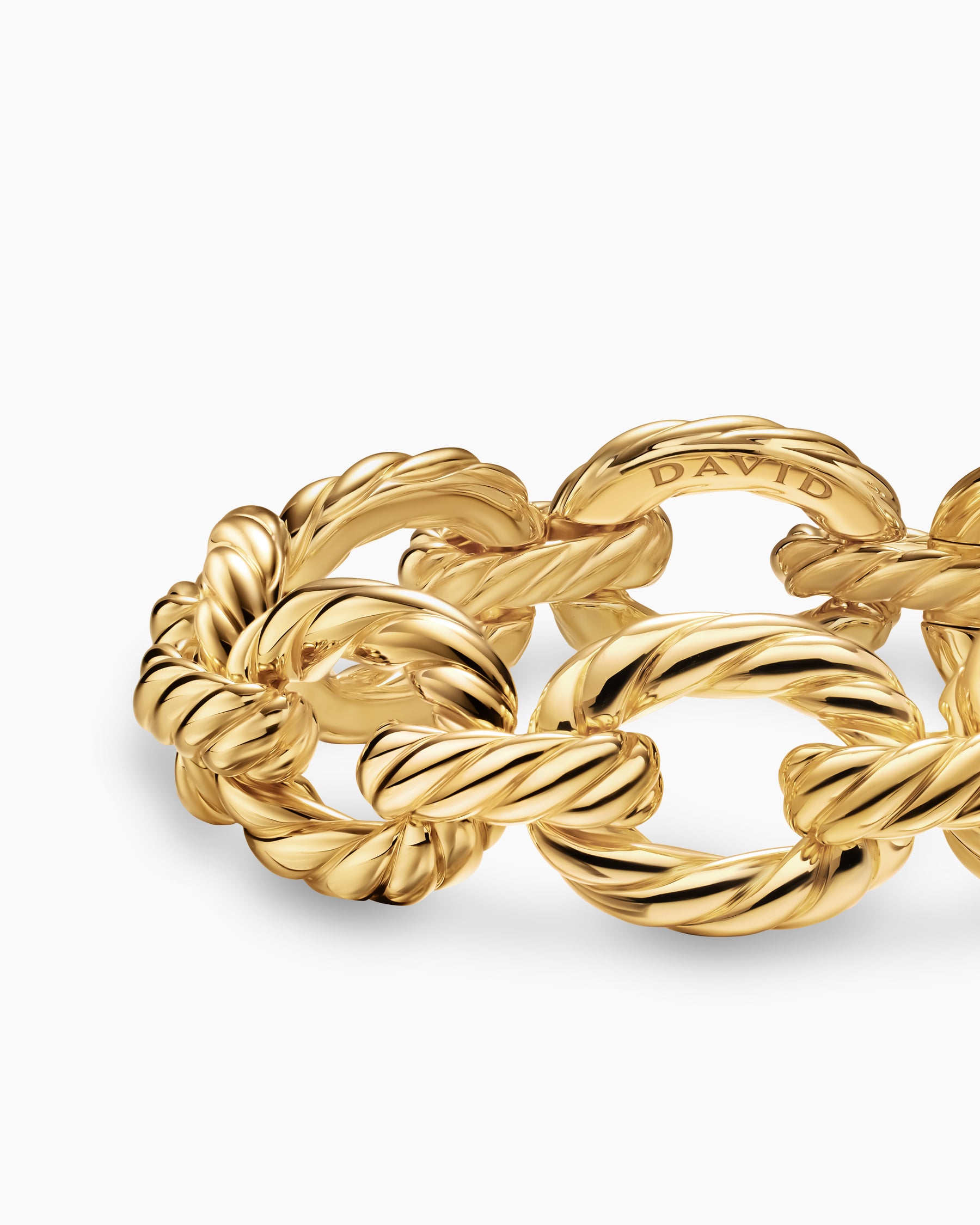 Sculpted Cable Oval Link Bracelet in 18K Yellow Gold, 18mm - Image 5