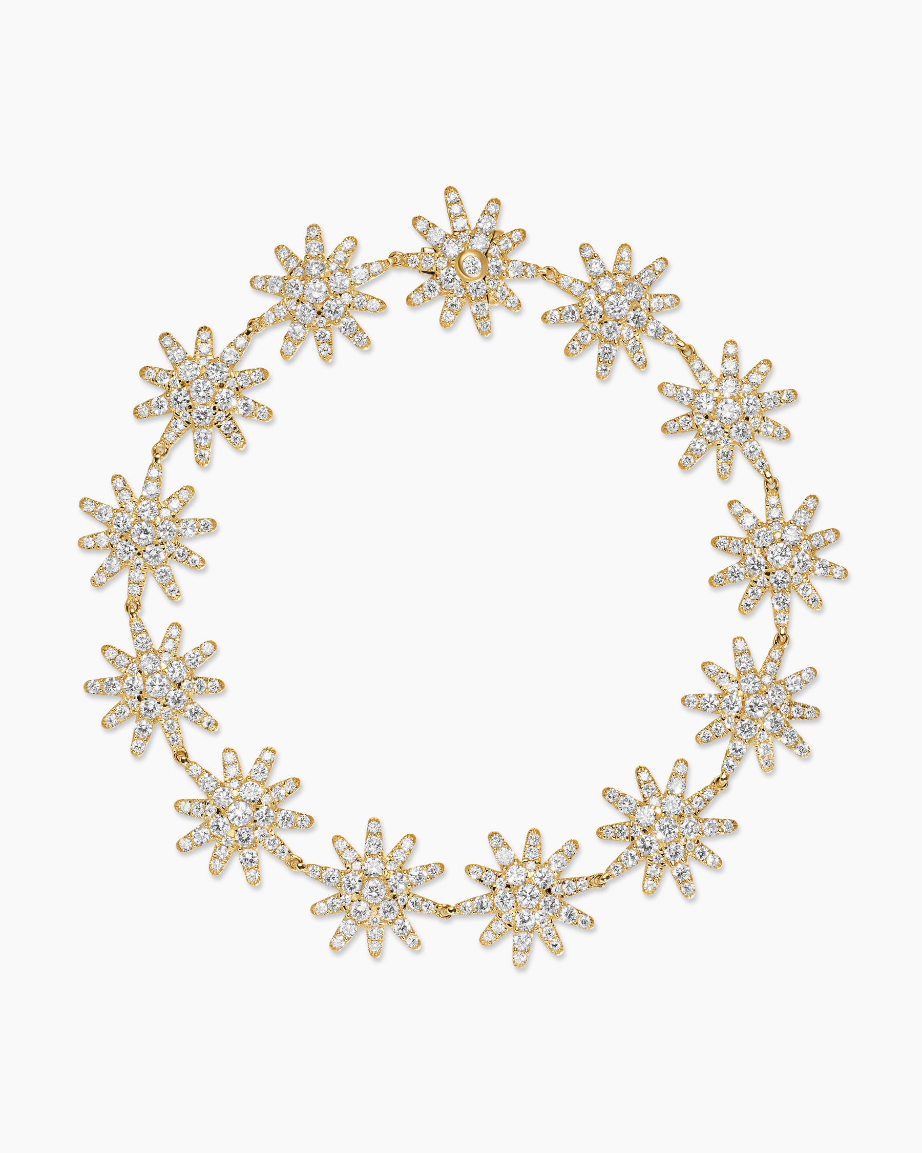 Starburst Pavé Tennis Bracelet in 18K Yellow Gold with Diamonds, 12.3mm - Image 3