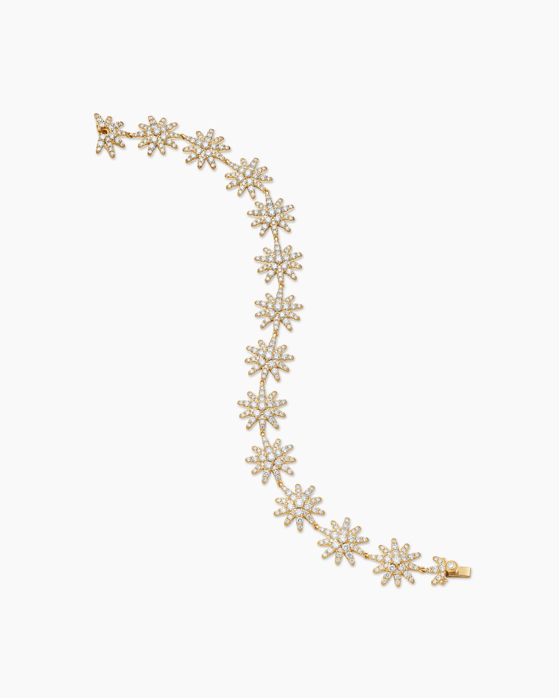 Starburst Pavé Tennis Bracelet in 18K Yellow Gold with Diamonds, 12.3mm - Image 4