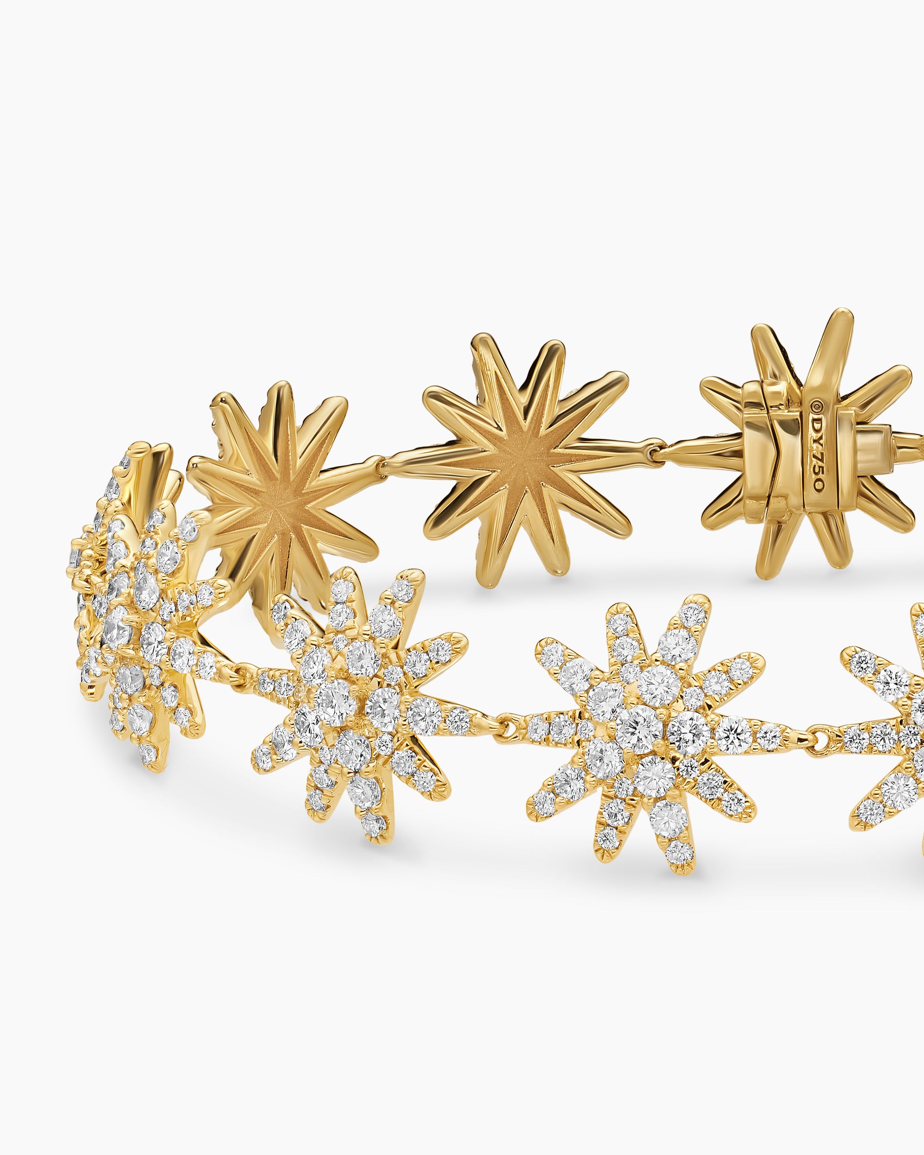 Starburst Pavé Tennis Bracelet in 18K Yellow Gold with Diamonds, 12.3mm - Image 5