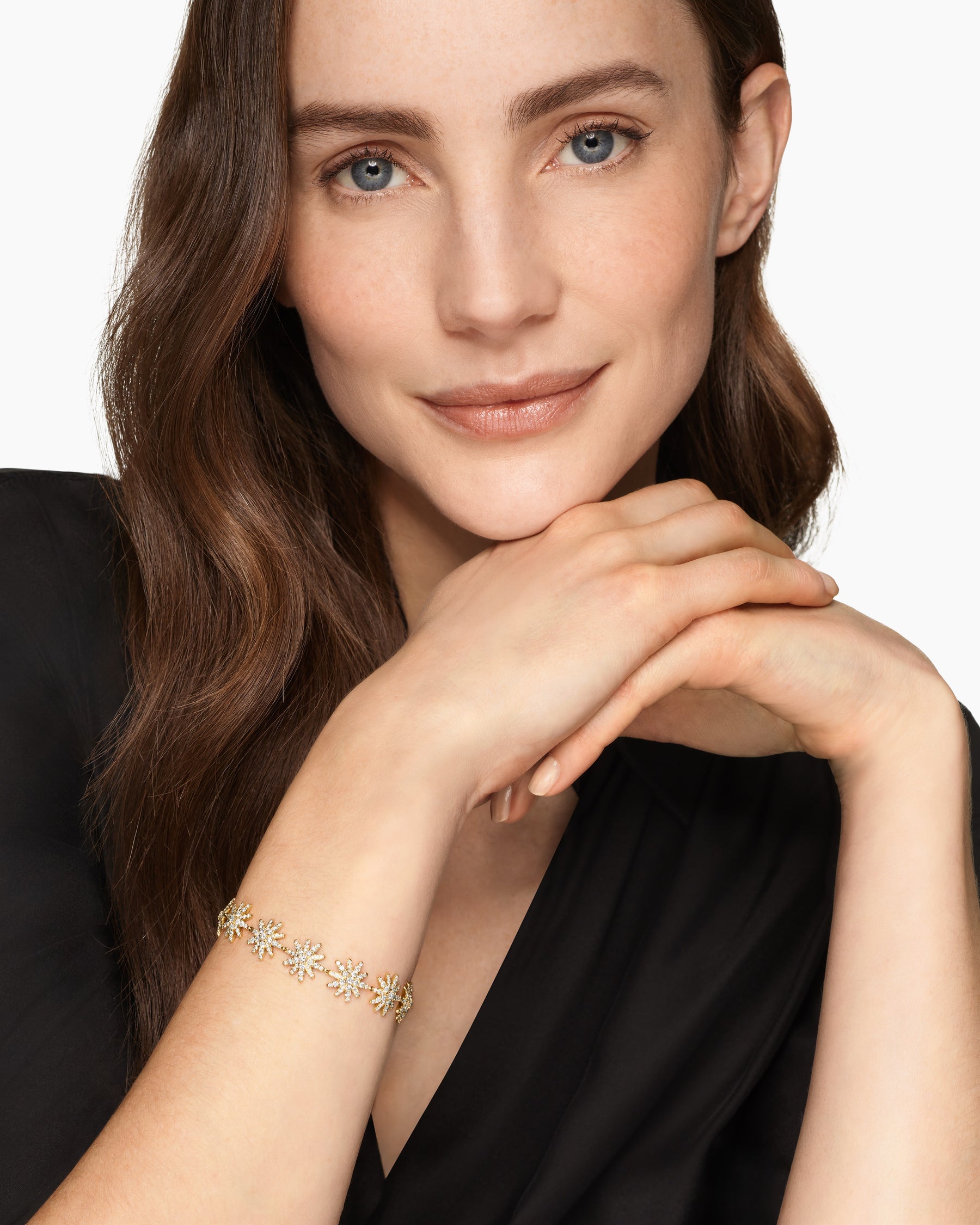 Alternative view of Starburst Pavé Tennis Bracelet in 18K Yellow Gold with Diamonds, 12.3mm
