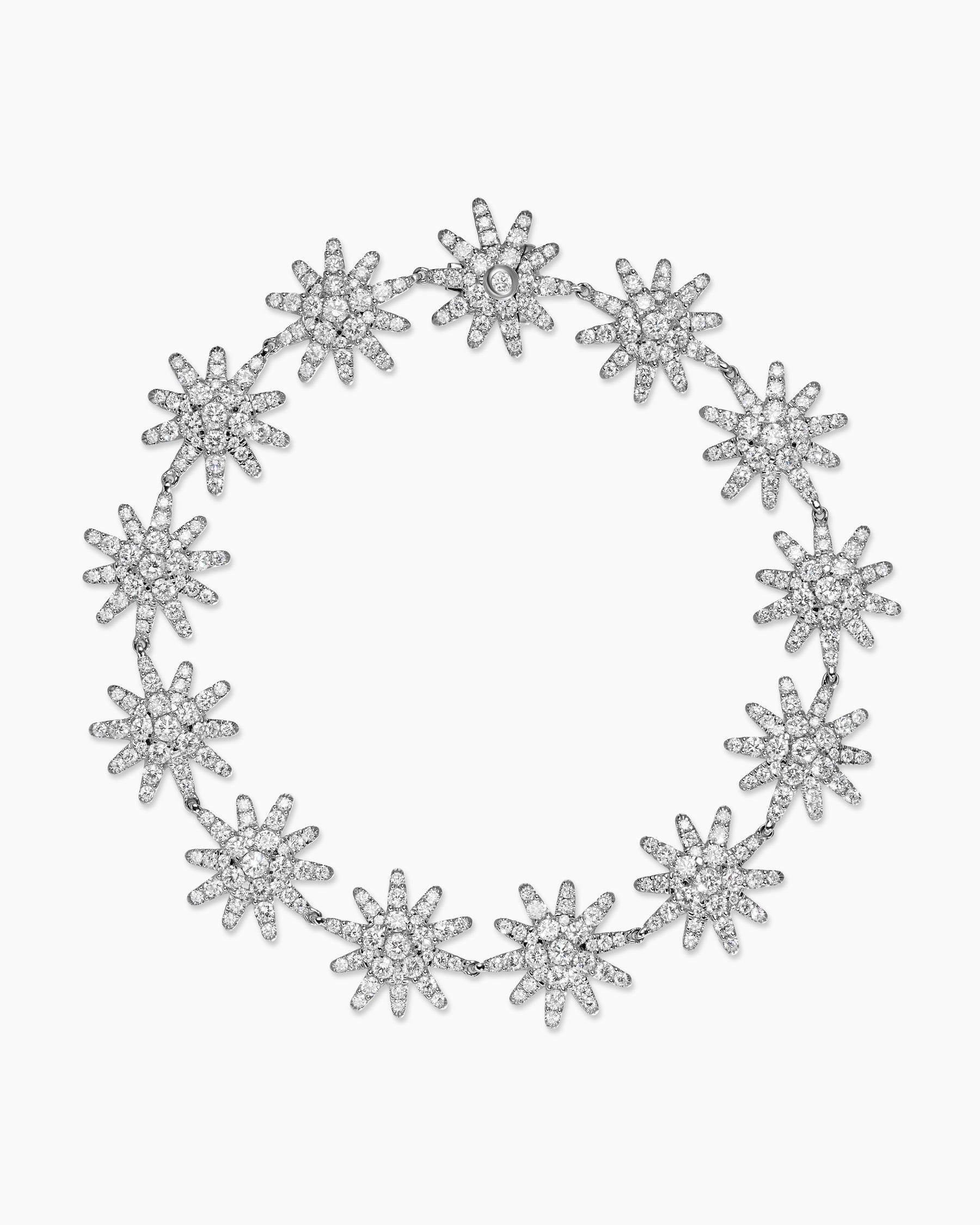 Starburst Pavé Tennis Bracelet in 18K White Gold with Diamonds, 12.3mm - Image 3