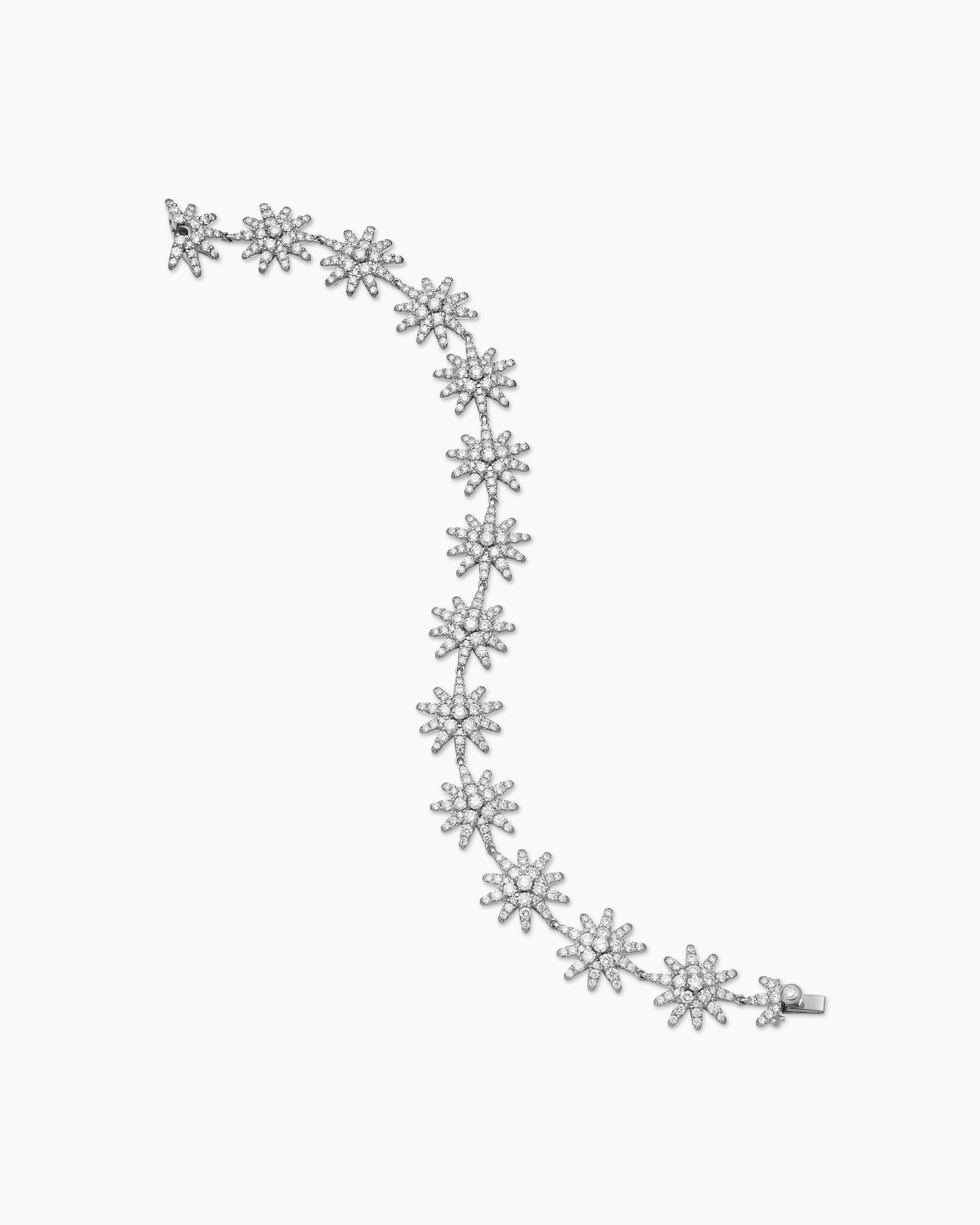 Starburst Pavé Tennis Bracelet in 18K White Gold with Diamonds, 12.3mm - Image 4