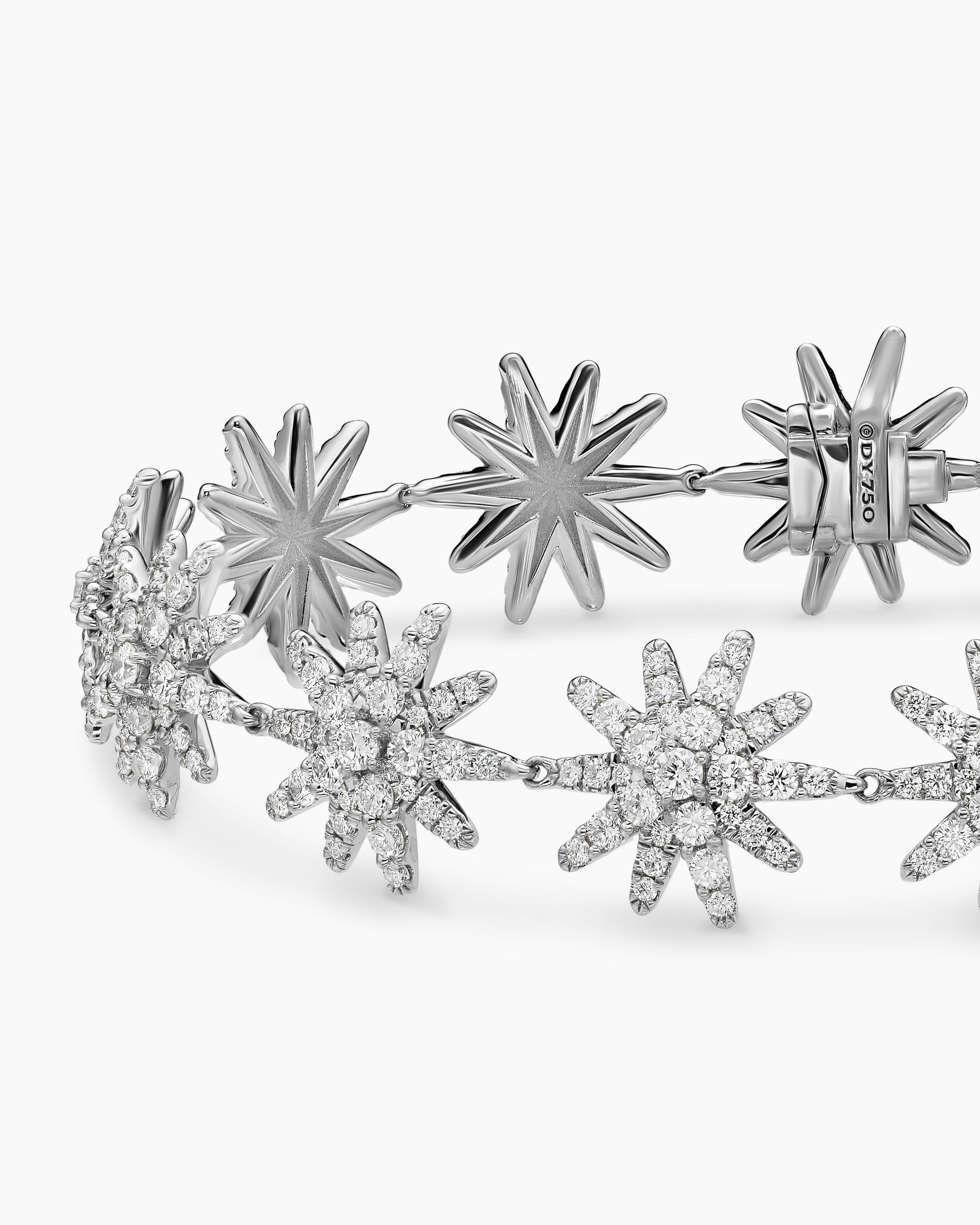 Starburst Pavé Tennis Bracelet in 18K White Gold with Diamonds, 12.3mm - Image 5