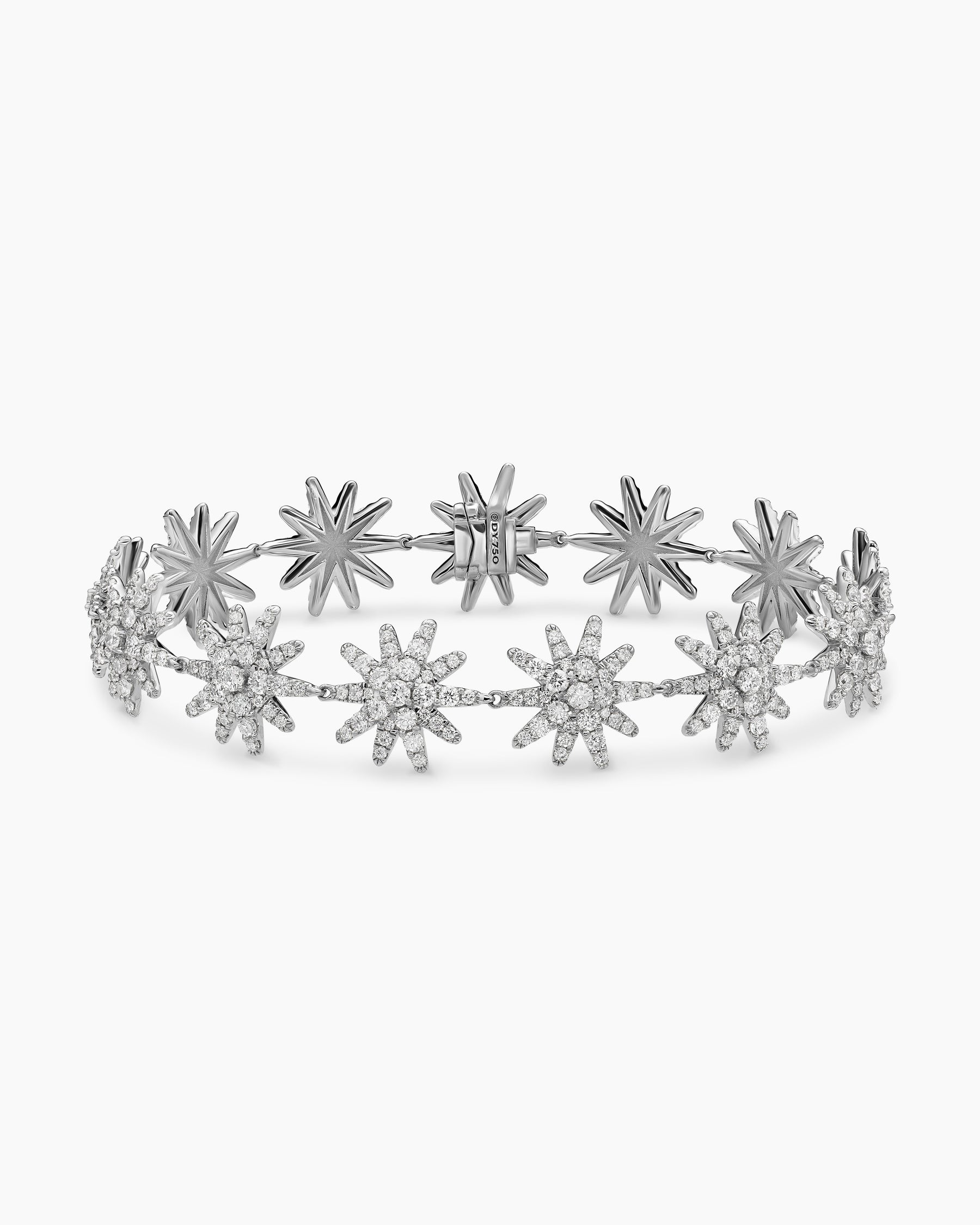 Starburst Pavé Tennis Bracelet in 18K White Gold with Diamonds, 12.3mm
