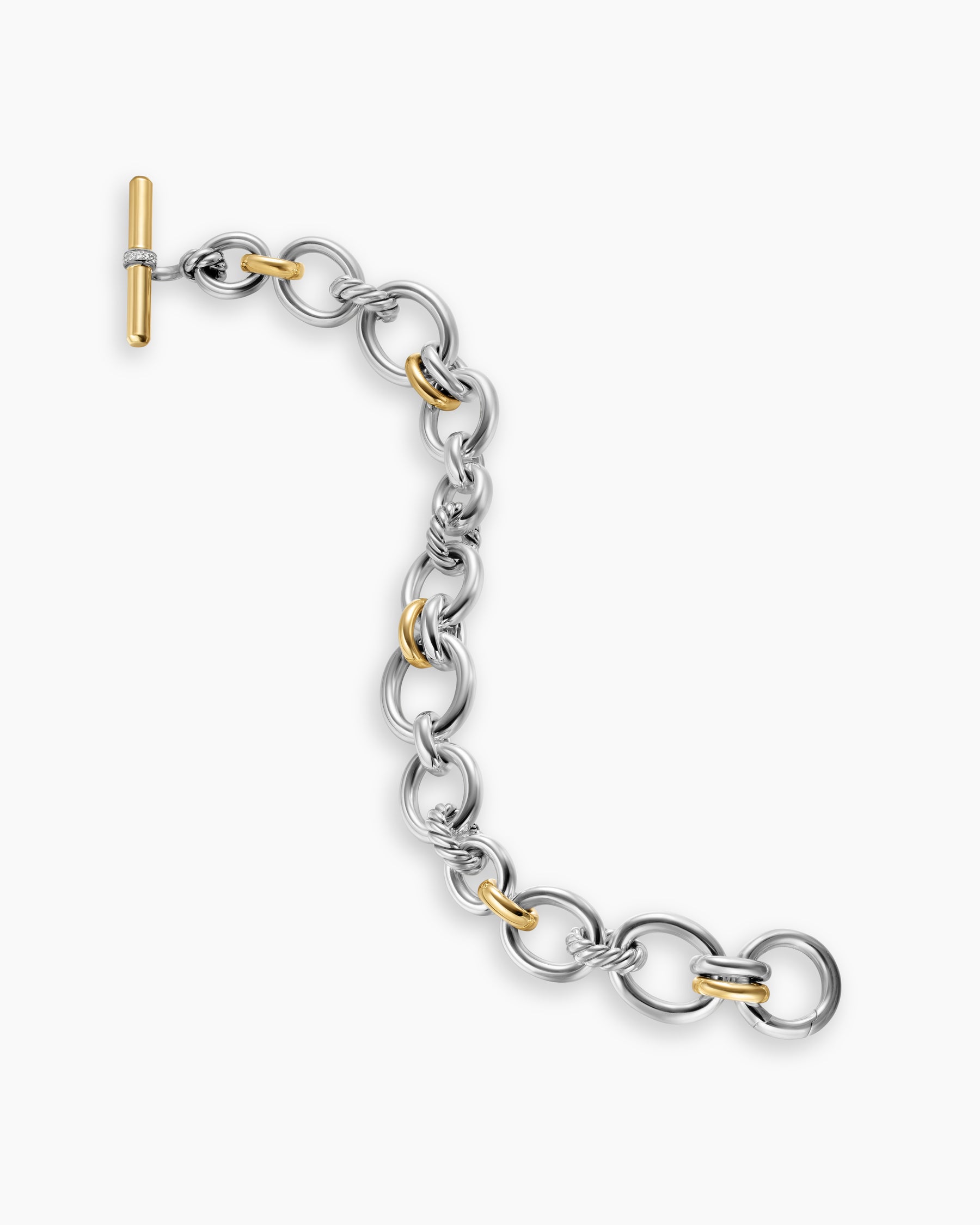 DY Mercer Chain Bracelet in Sterling Silver with 18K Yellow Gold and Diamonds, 8mm - Image 4
