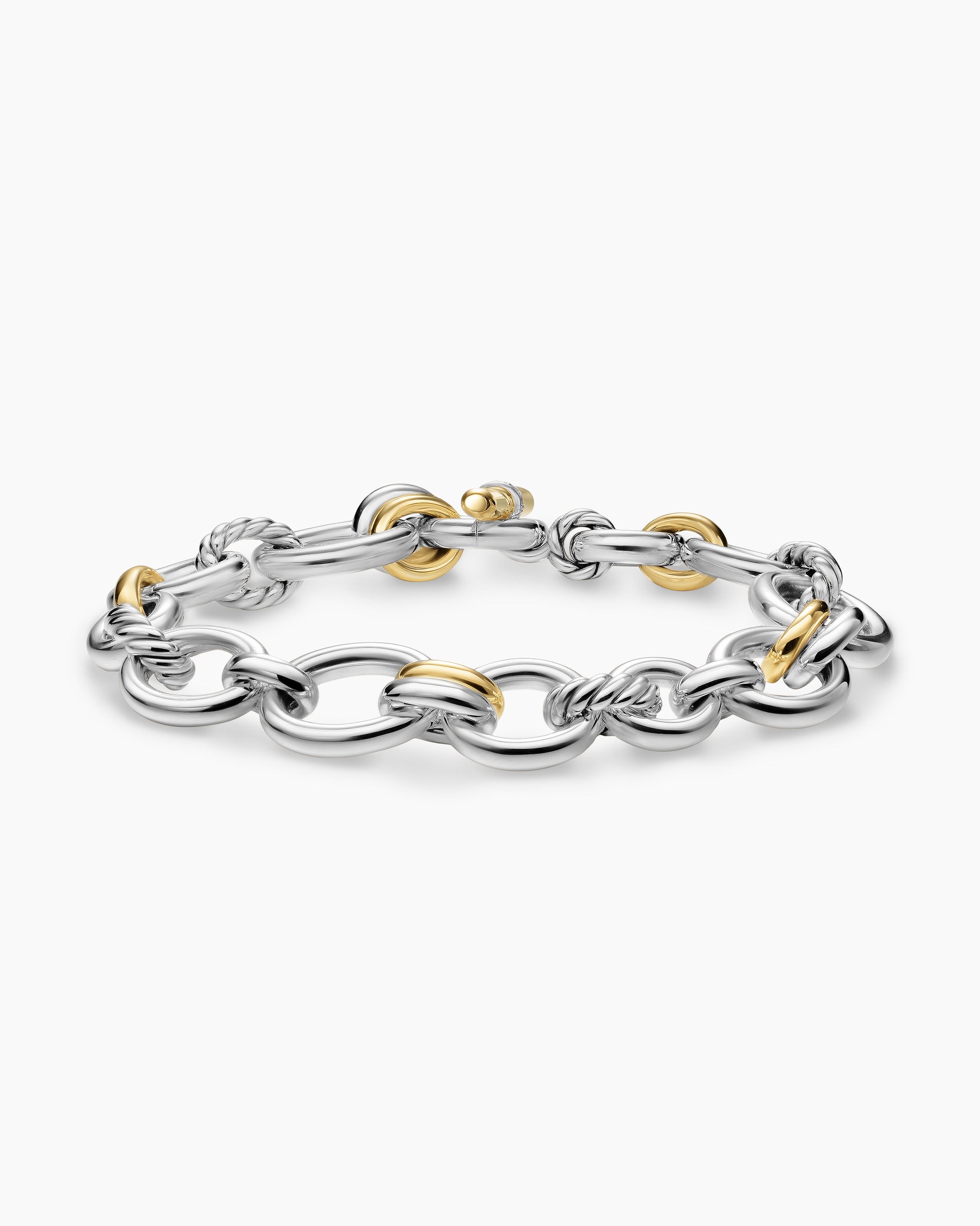 DY Mercer Chain Bracelet in Sterling Silver with 18K Yellow Gold and Diamonds, 8mm - Image 5