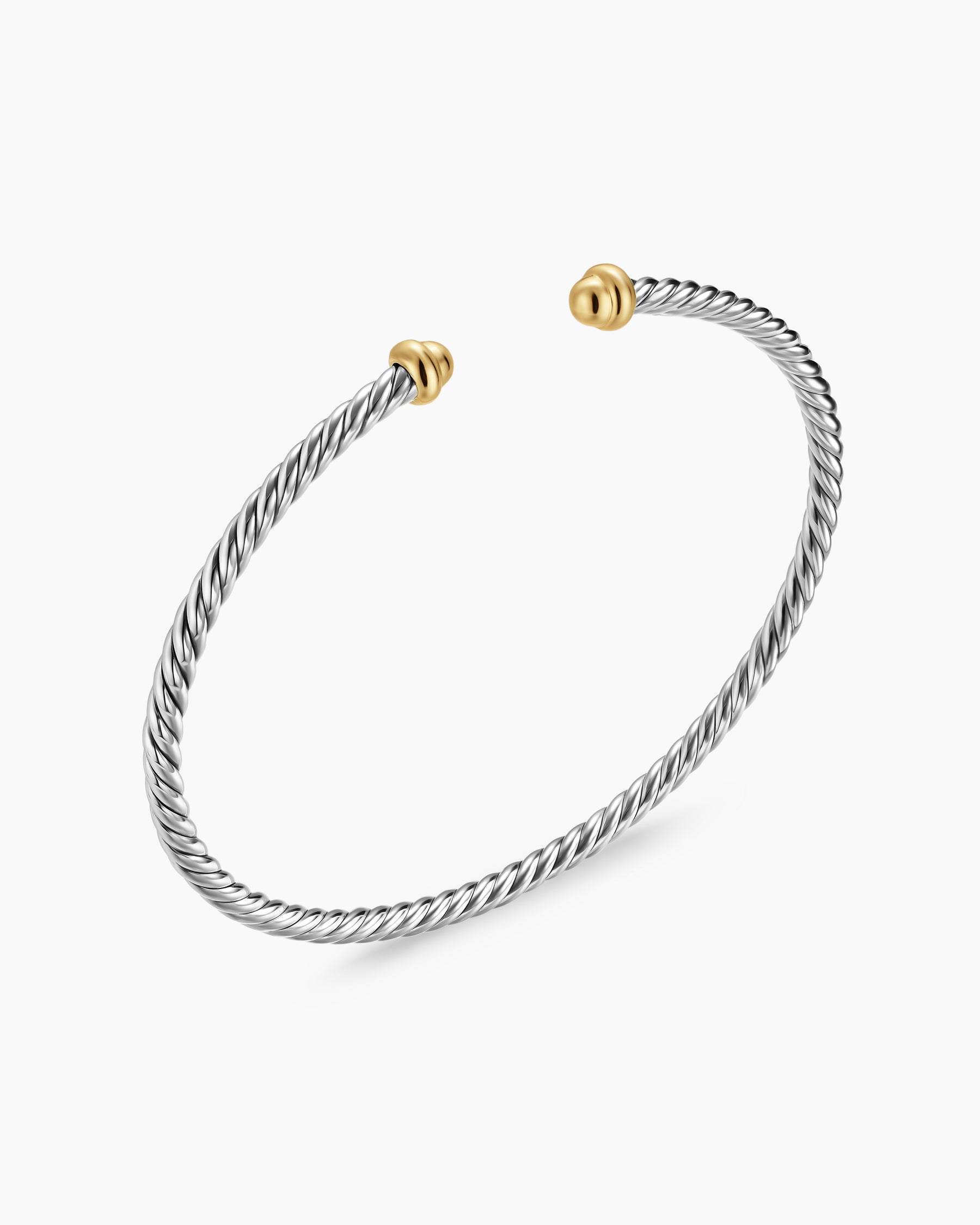 Micro Cable Flex Bracelet in Sterling Silver with 14K Yellow Gold, 2.6mm - Image 3