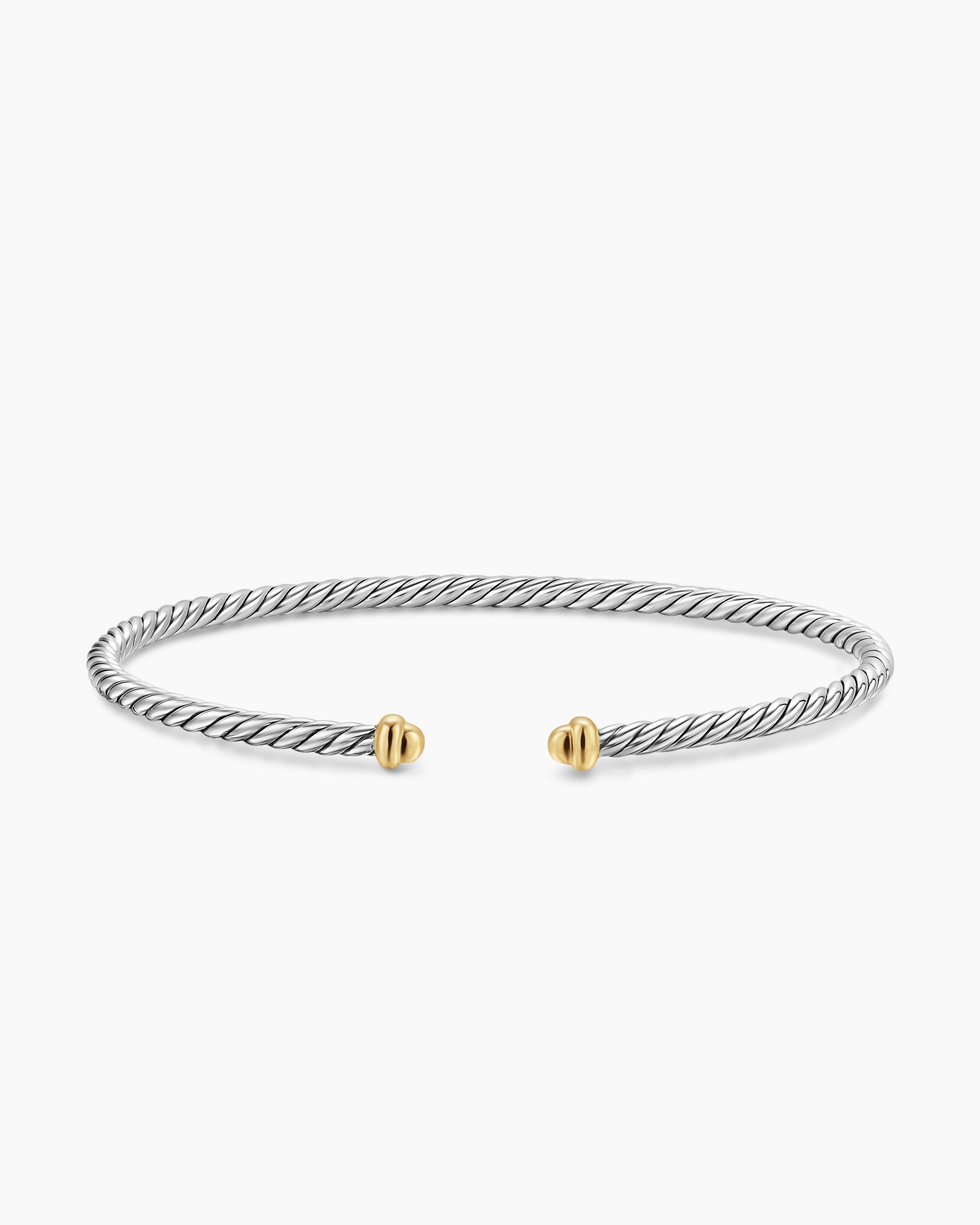Micro Cable Flex Bracelet in Sterling Silver with 14K Yellow Gold, 2.6mm - Image 4