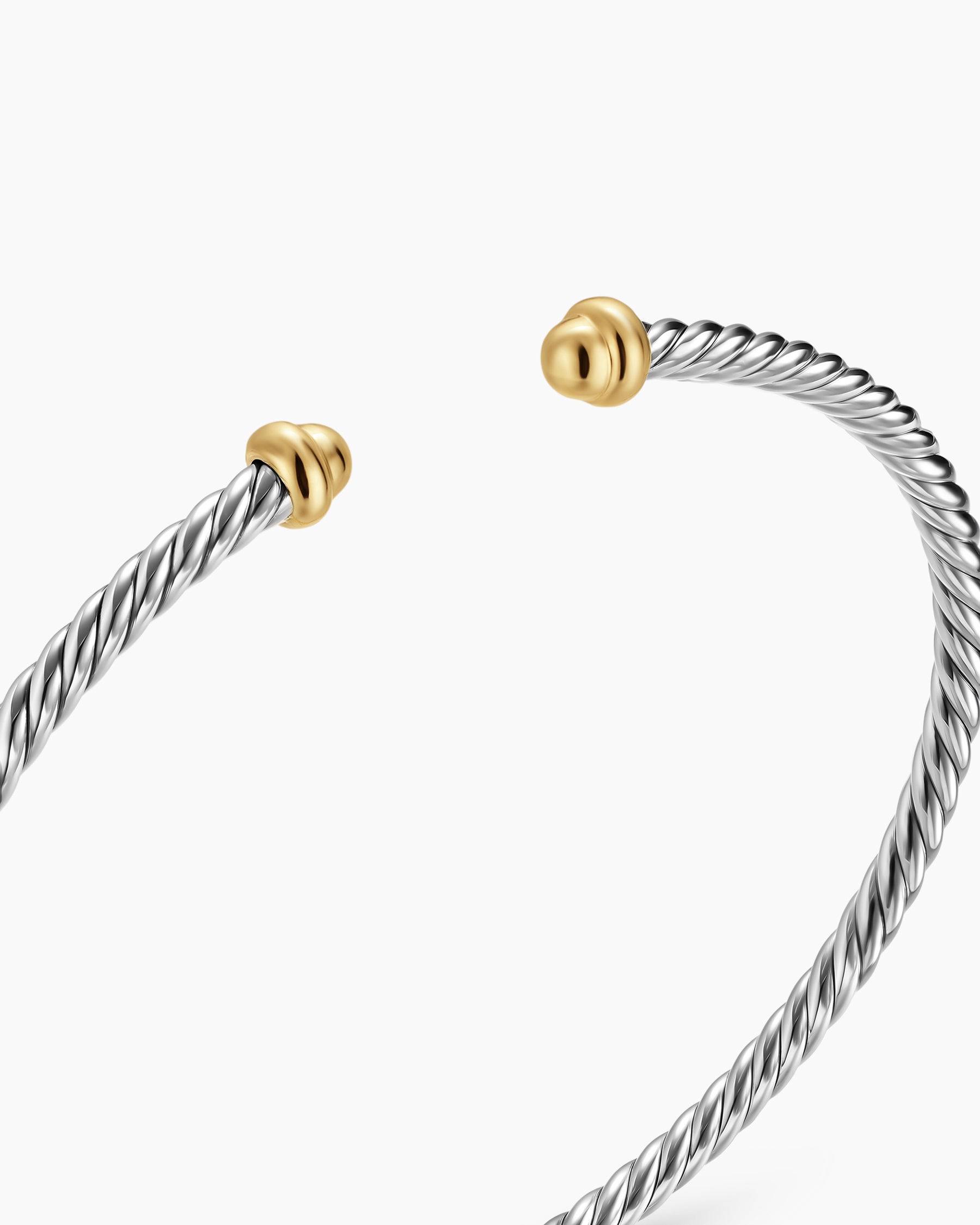Micro Cable Flex Bracelet in Sterling Silver with 14K Yellow Gold, 2.6mm - Image 5