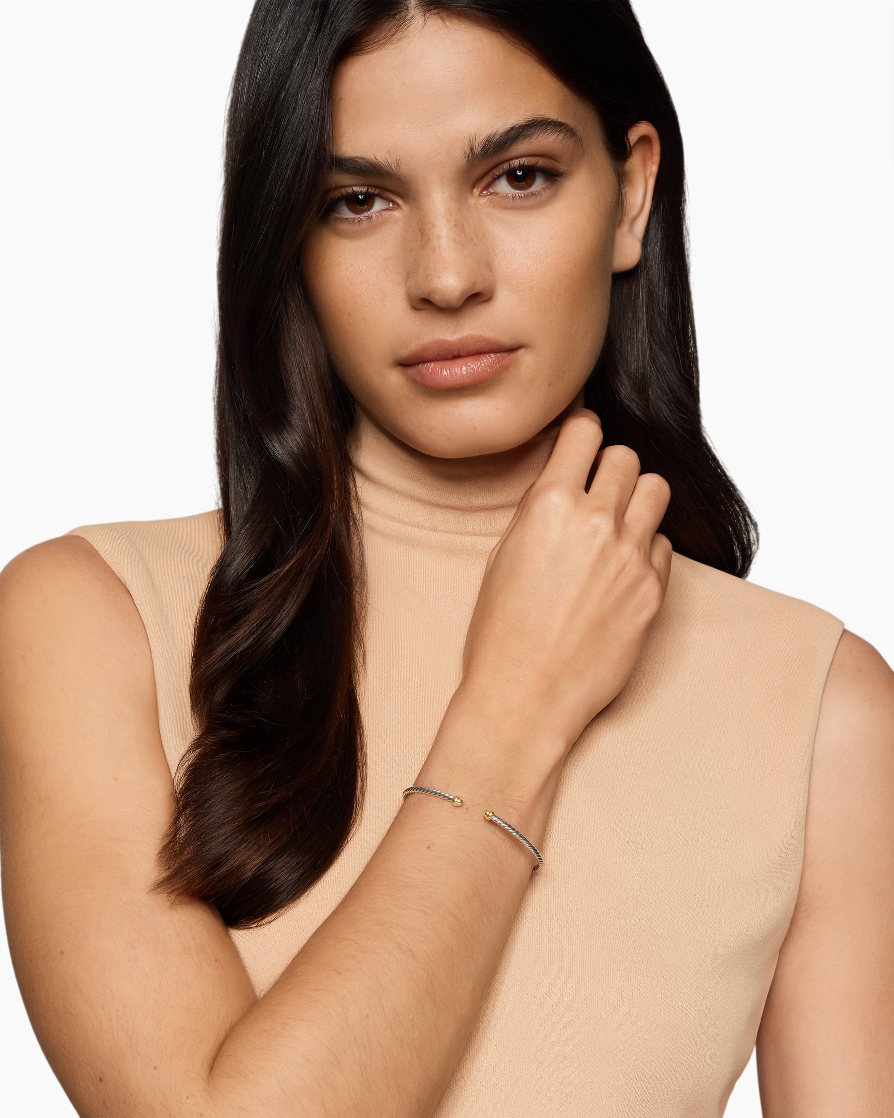 Micro Cable Flex Bracelet in Sterling Silver with 14K Yellow Gold, 2.6mm - Image 2