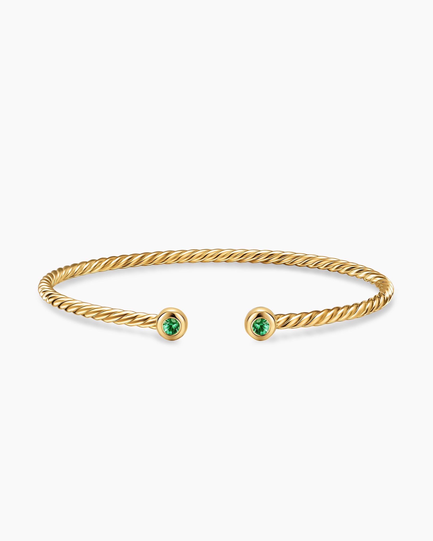 Micro Cablespira Flex Round Bracelet in 18K Yellow Gold with Emeralds, 2.6mm - Image 4
