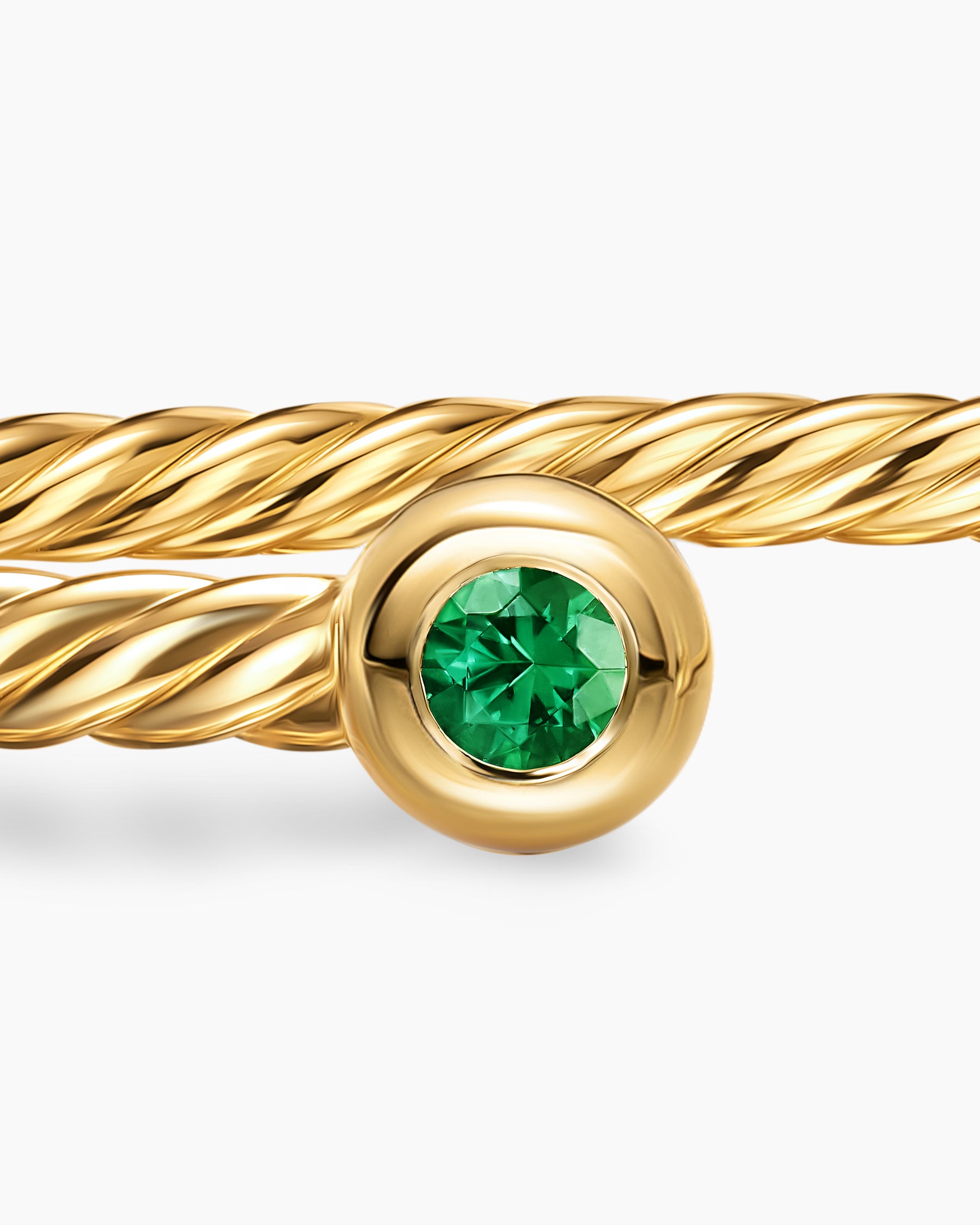 Micro Cablespira Flex Round Bracelet in 18K Yellow Gold with Emeralds, 2.6mm - Image 6