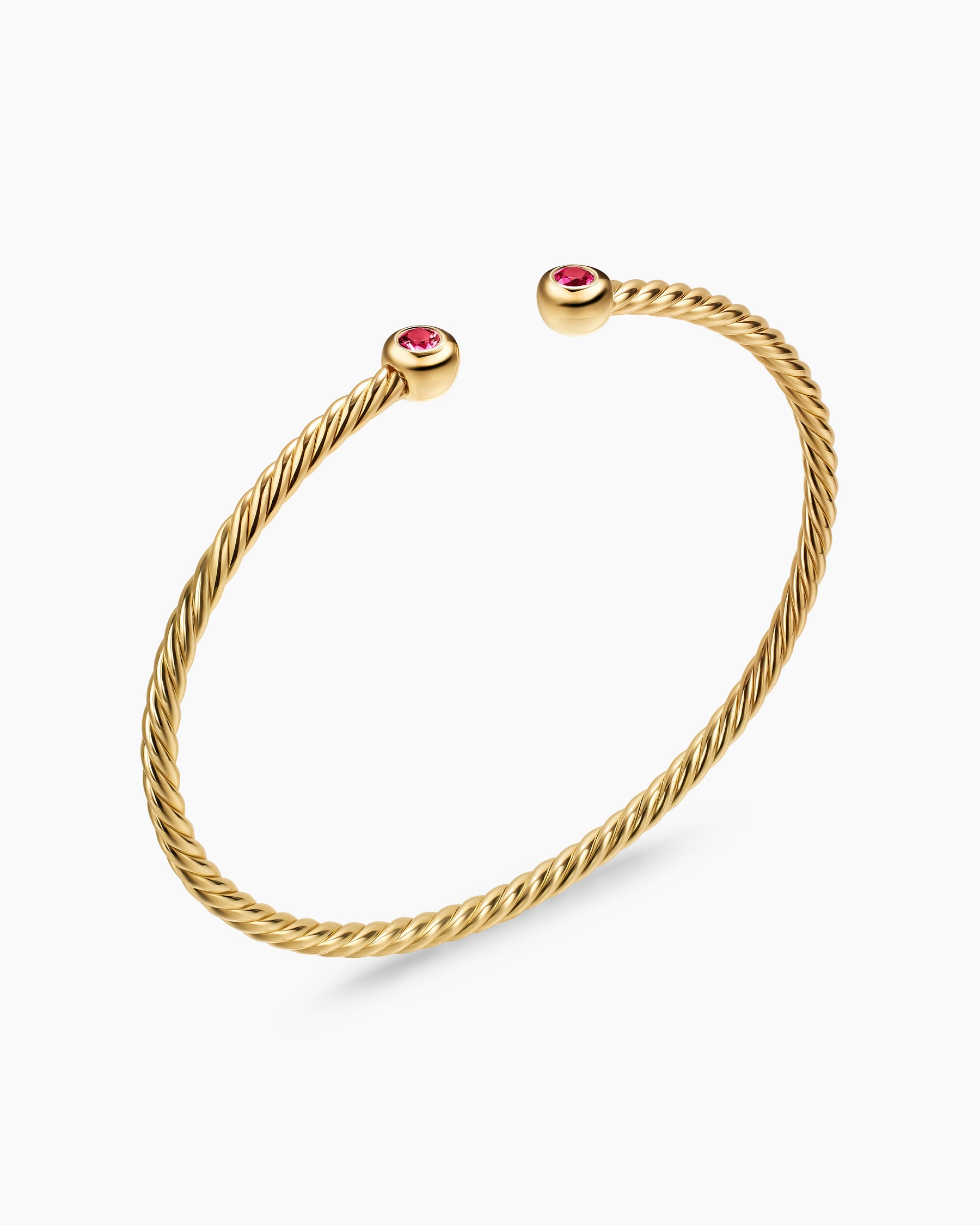 Micro Cablespira Flex Round Bracelet in 18K Yellow Gold with Rubies, 2.6mm - Image 3