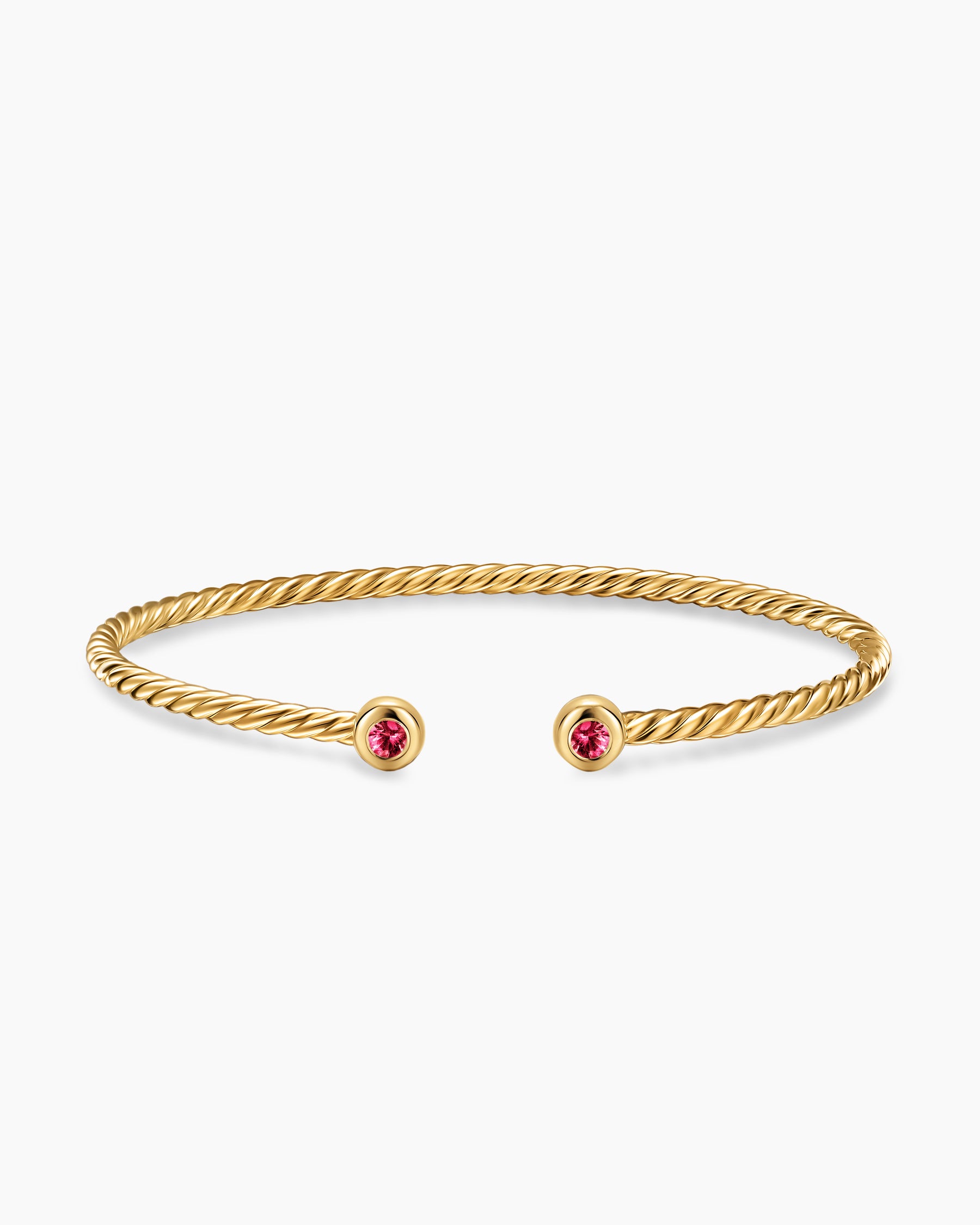 Micro Cablespira Flex Round Bracelet in 18K Yellow Gold with Rubies, 2.6mm - Image 4