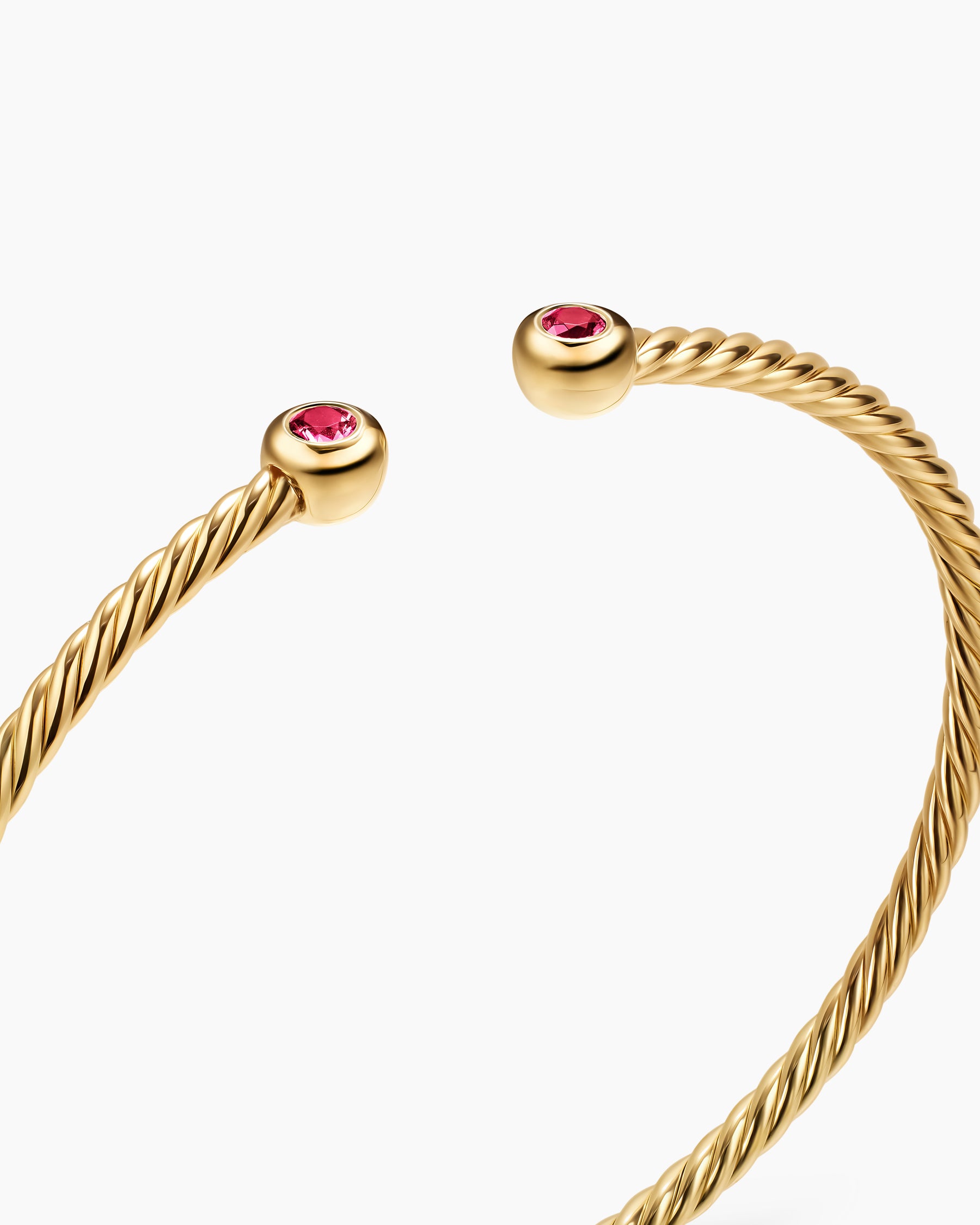 Micro Cablespira Flex Round Bracelet in 18K Yellow Gold with Rubies, 2.6mm - Image 5