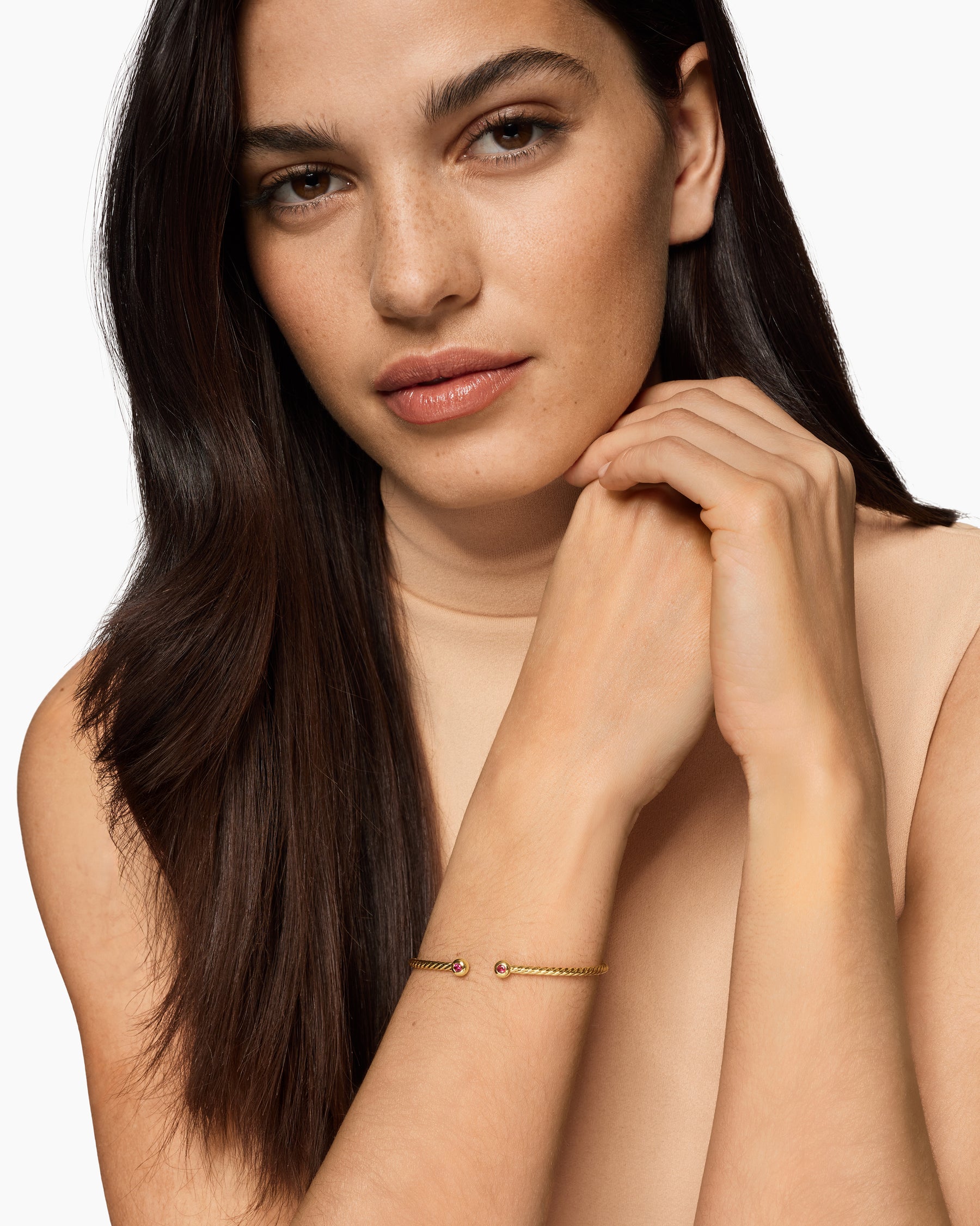 Alternative view of Micro Cablespira Flex Round Bracelet in 18K Yellow Gold with Rubies, 2.6mm