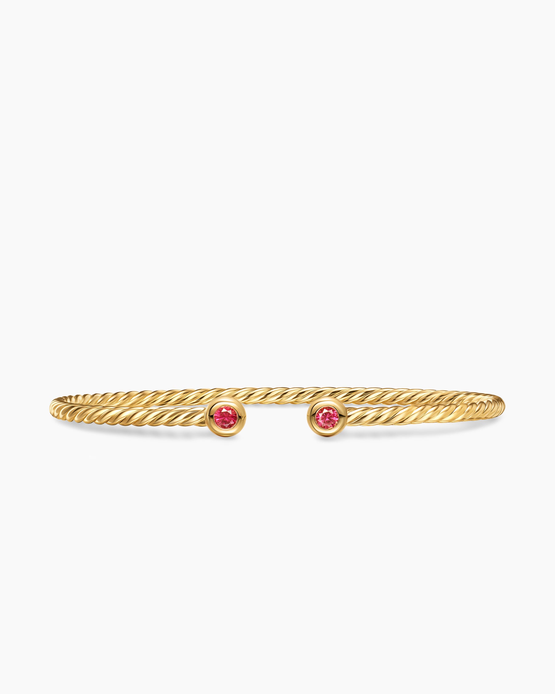 Micro Cablespira Flex Round Bracelet in 18K Yellow Gold with Rubies, 2.6mm