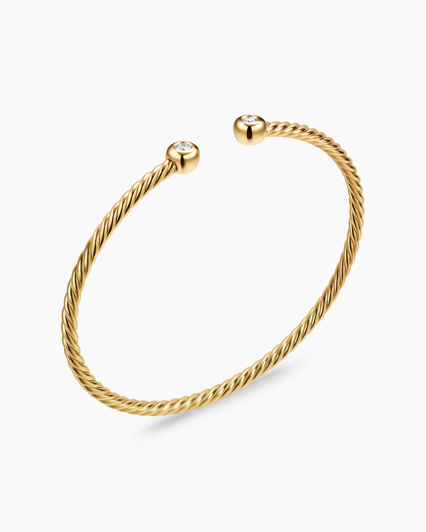 Micro Cablespira Flex Round Bracelet in 18K Yellow Gold with Diamonds, 2.6mm - Image 3