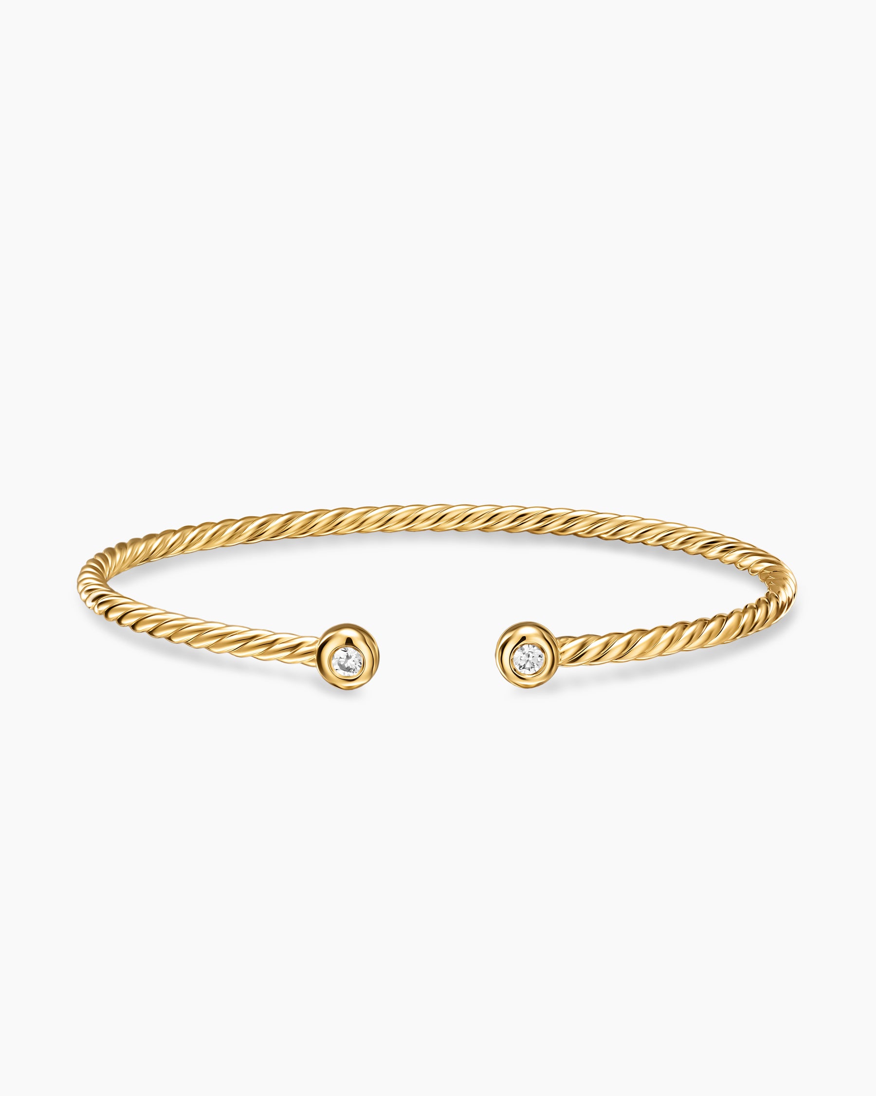 Micro Cablespira Flex Round Bracelet in 18K Yellow Gold with Diamonds, 2.6mm - Image 4