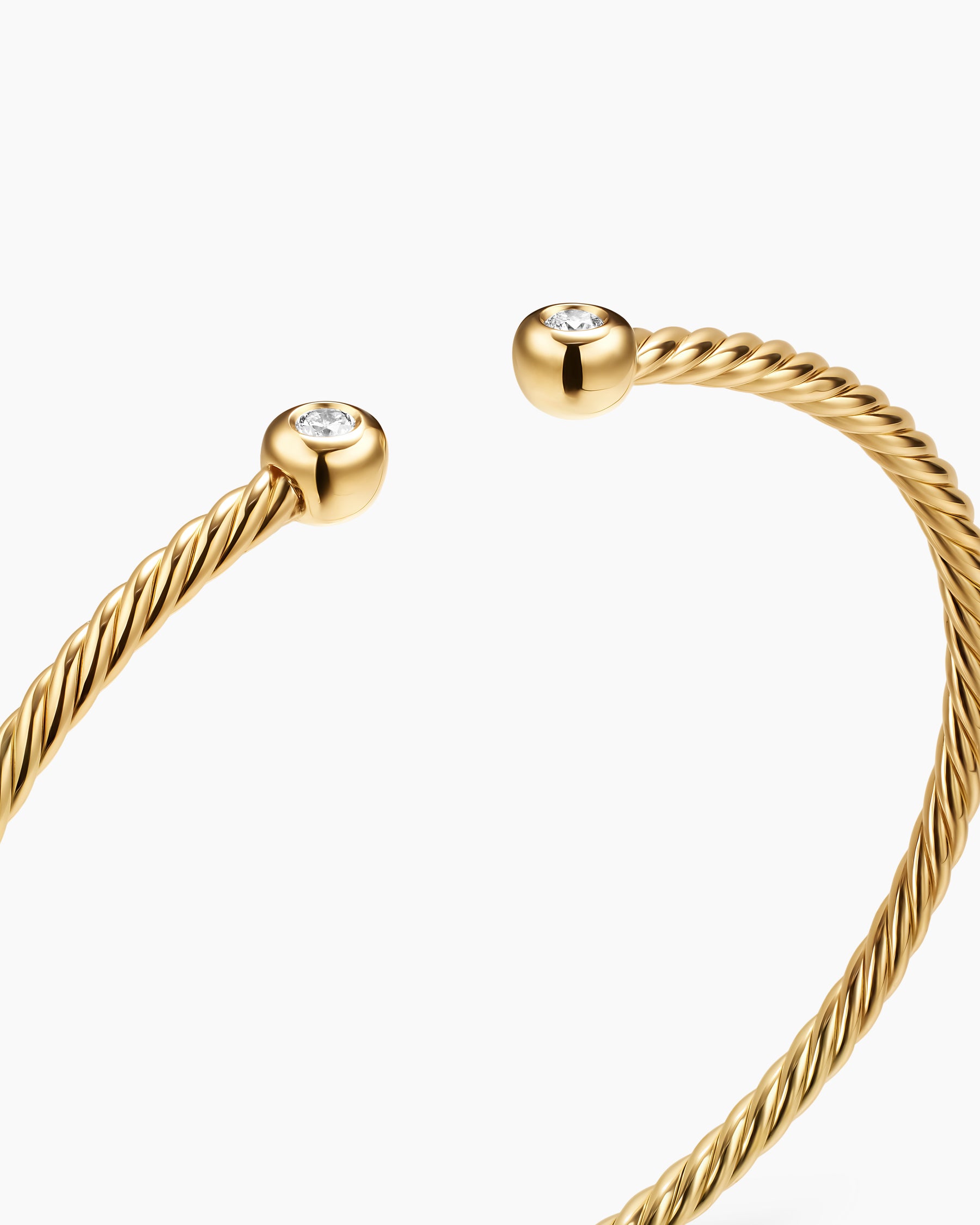 Micro Cablespira Flex Round Bracelet in 18K Yellow Gold with Diamonds, 2.6mm - Image 5