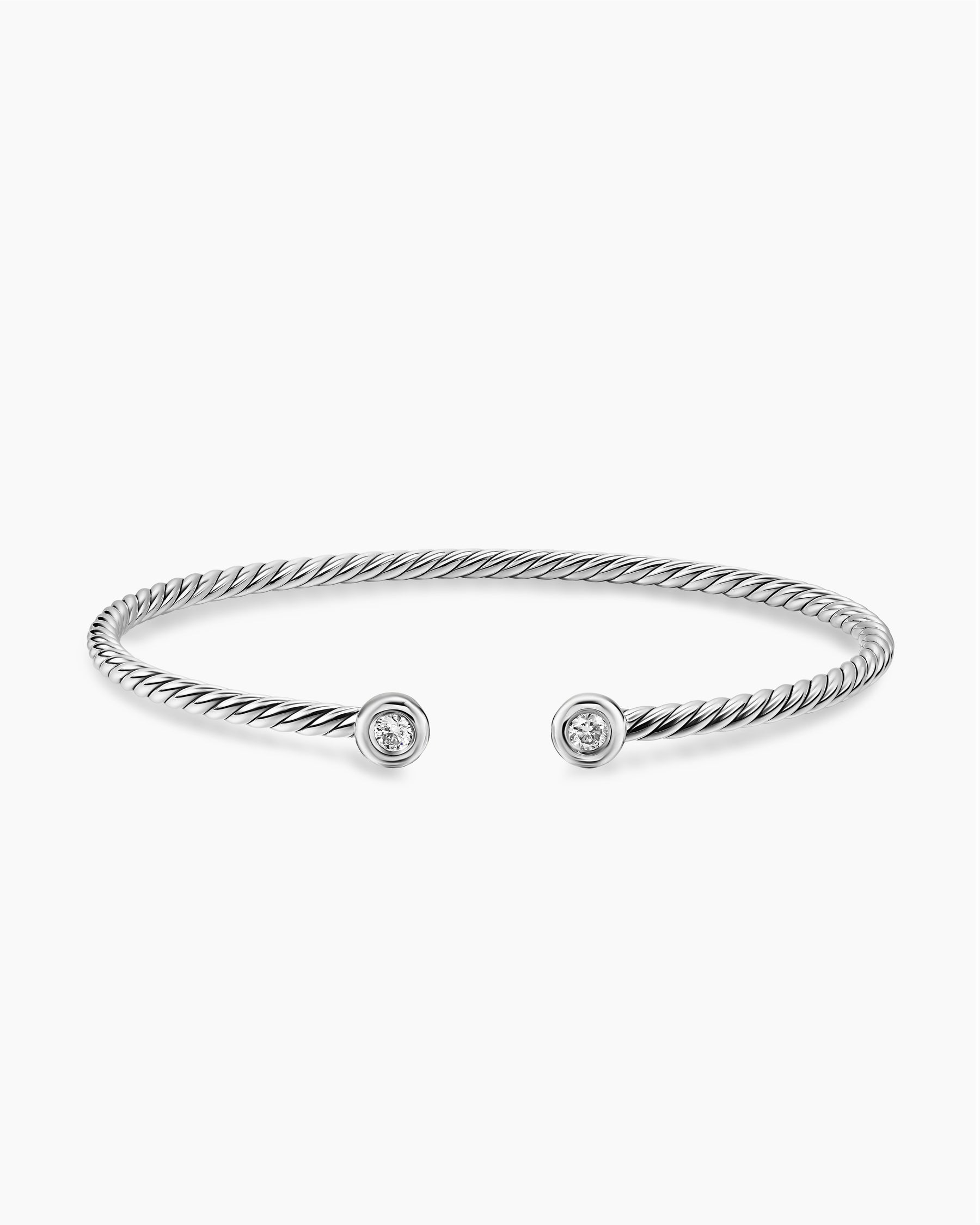 Micro Cable Flex Round Bracelet in Sterling Silver with Diamonds, 2.6mm - Image 4