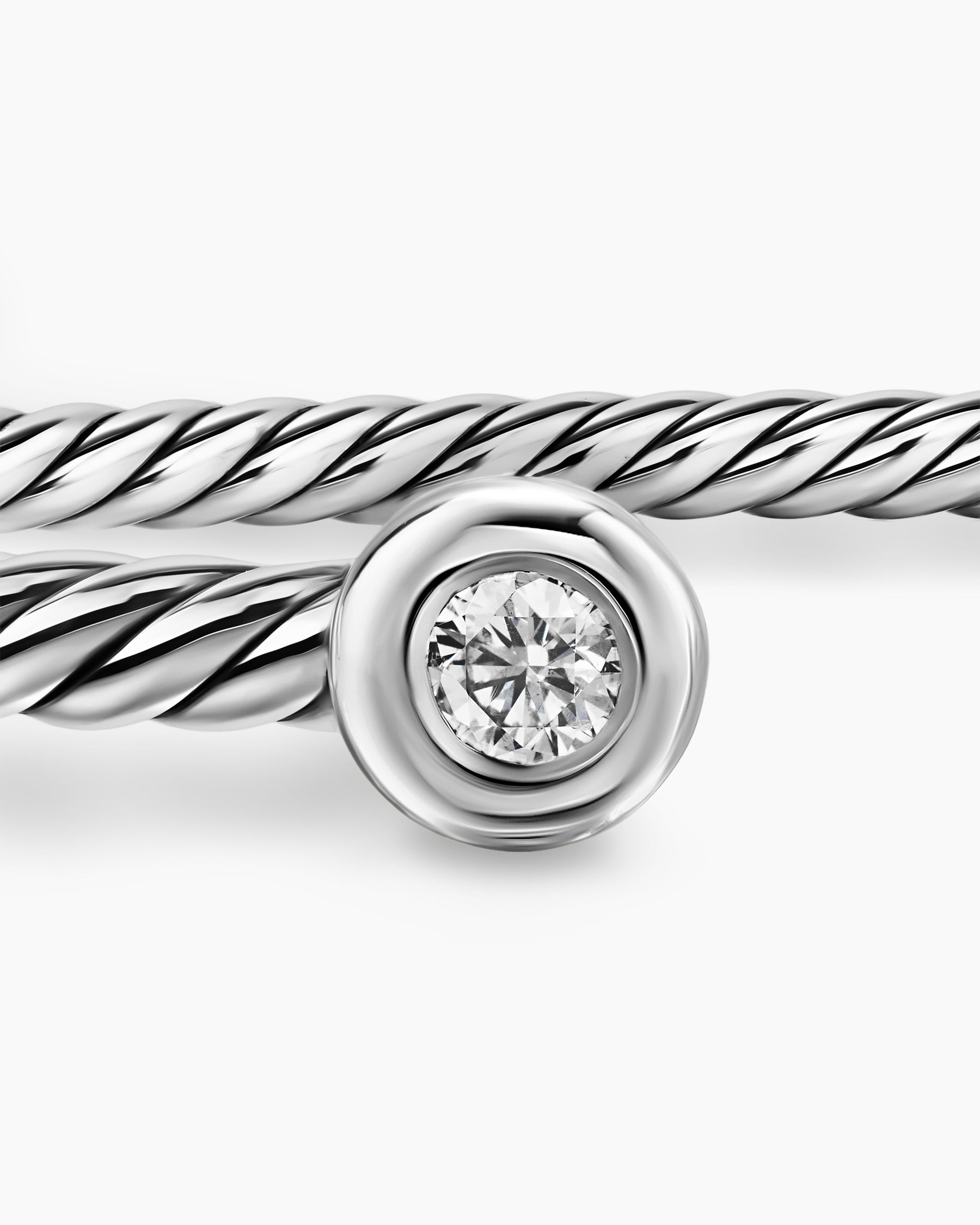 Micro Cable Flex Round Bracelet in Sterling Silver with Diamonds, 2.6mm - Image 6
