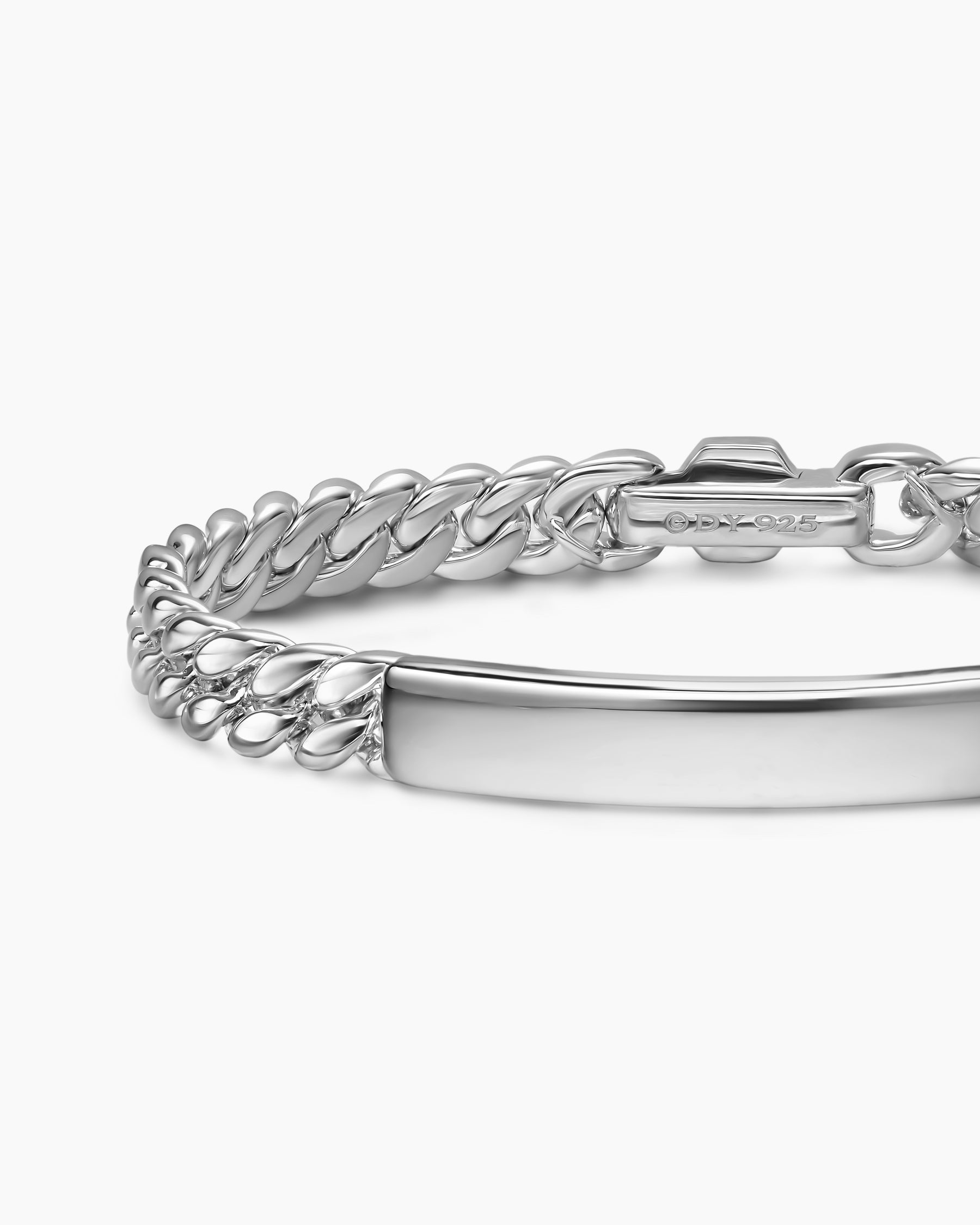Curb Chain ID Bracelet in Sterling Silver, 7mm - Image 5