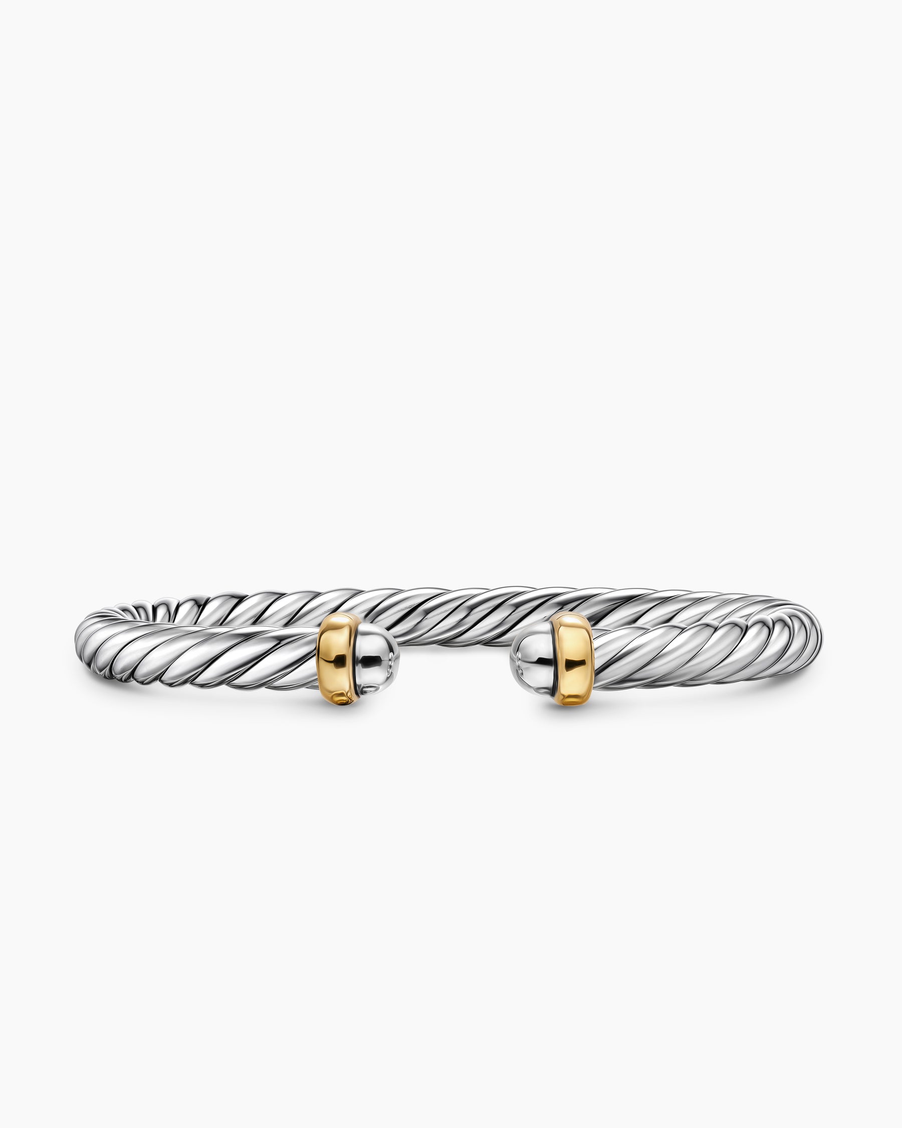 Cable Flex Bracelet in Sterling Silver with 14K Yellow Gold, 6mm