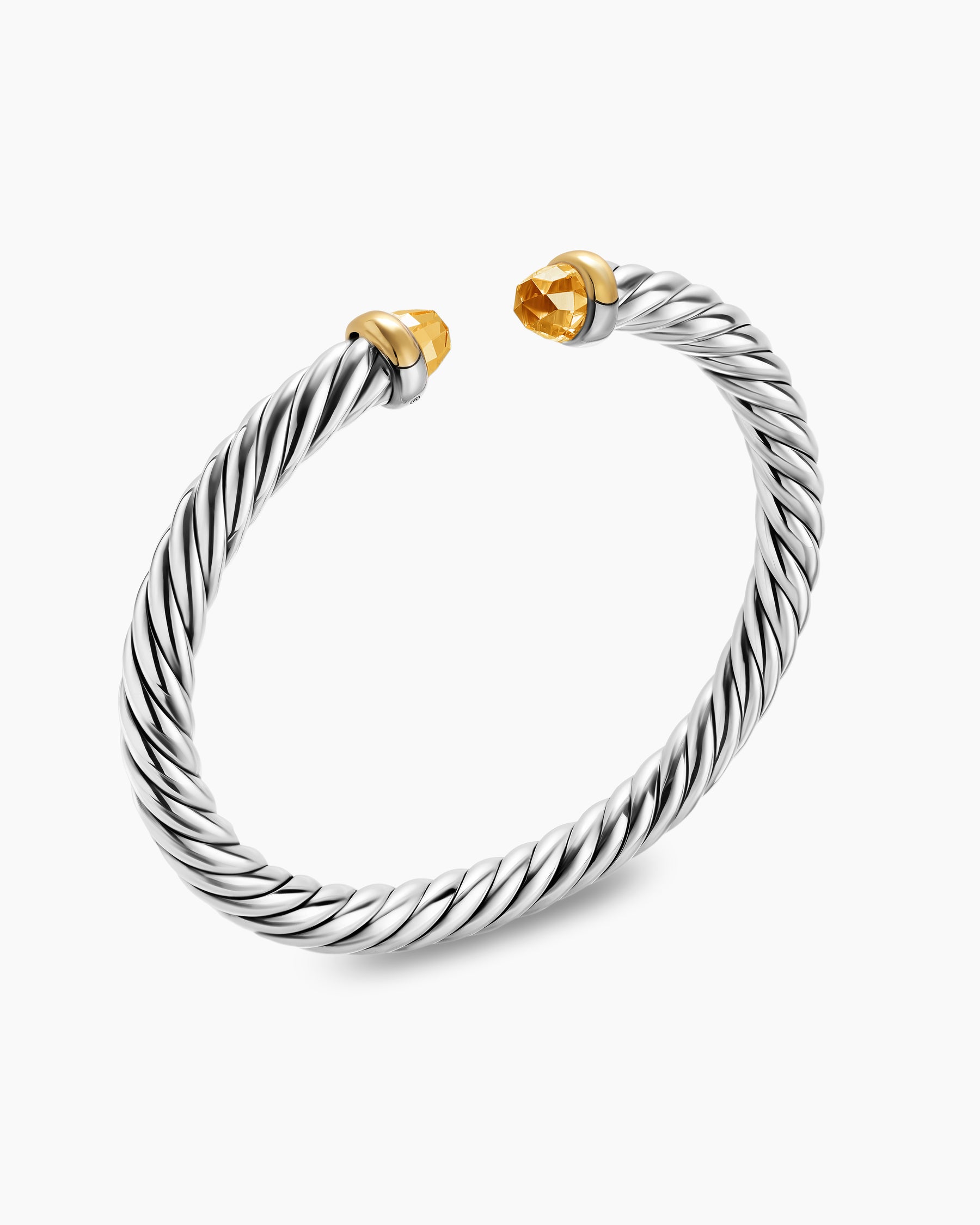 Cable Flex Bracelet in Sterling Silver with 14K Yellow Gold and Citrine, 6mm - Image 3