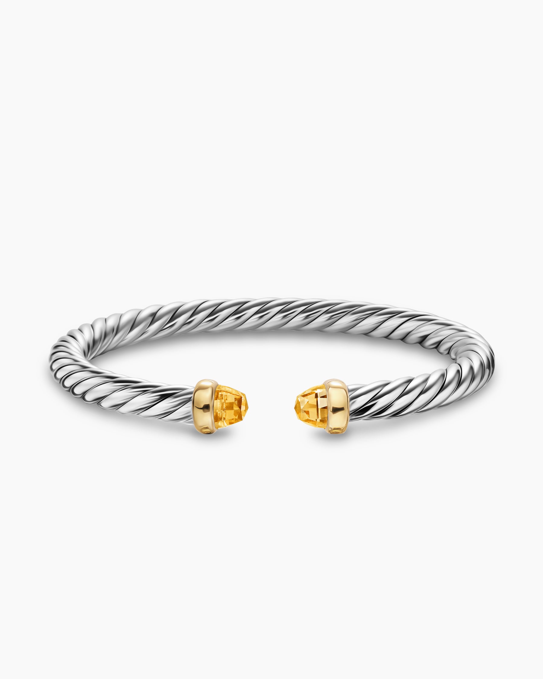 Cable Flex Bracelet in Sterling Silver with 14K Yellow Gold and Citrine, 6mm - Image 4