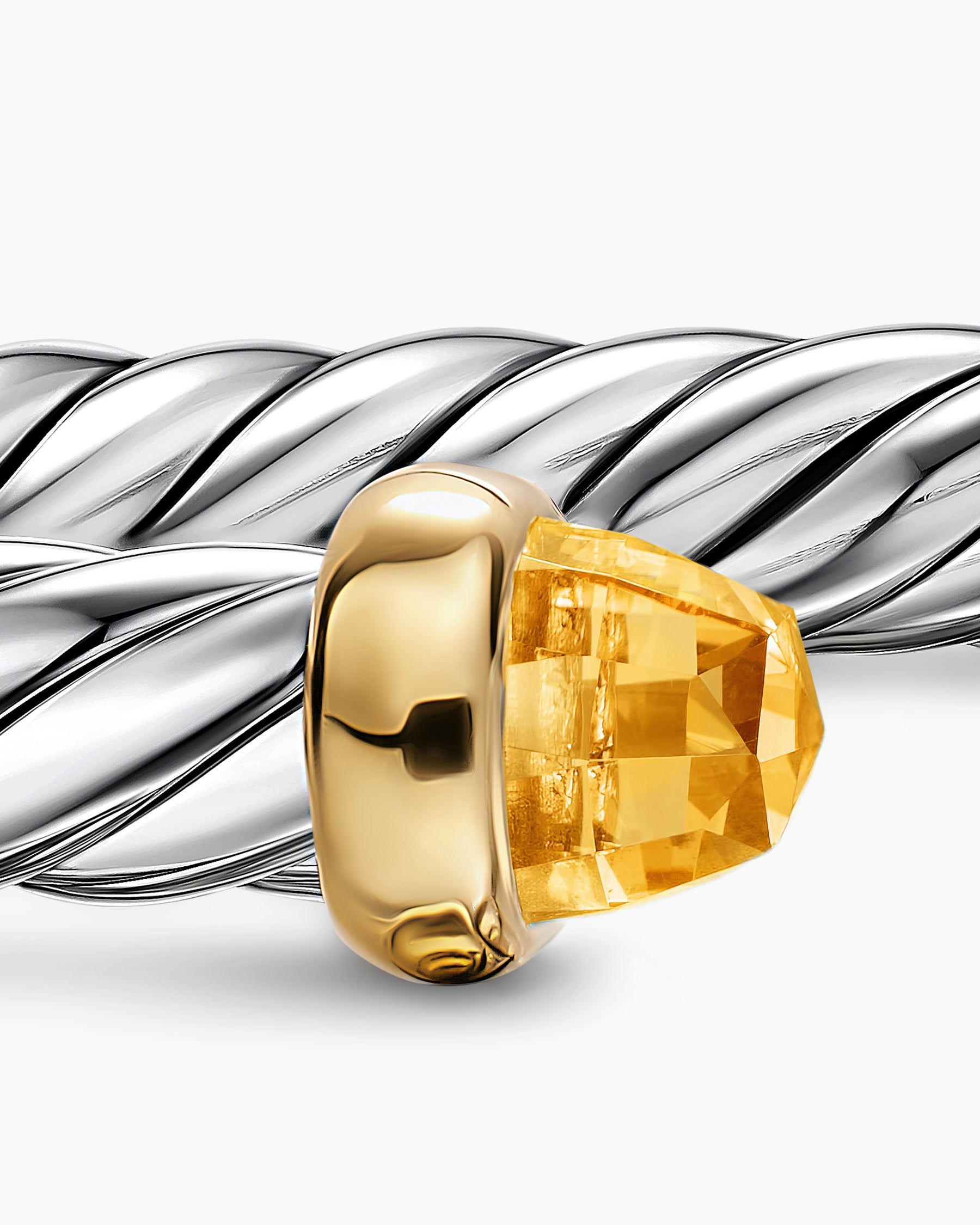 Cable Flex Bracelet in Sterling Silver with 14K Yellow Gold and Citrine, 6mm - Image 6