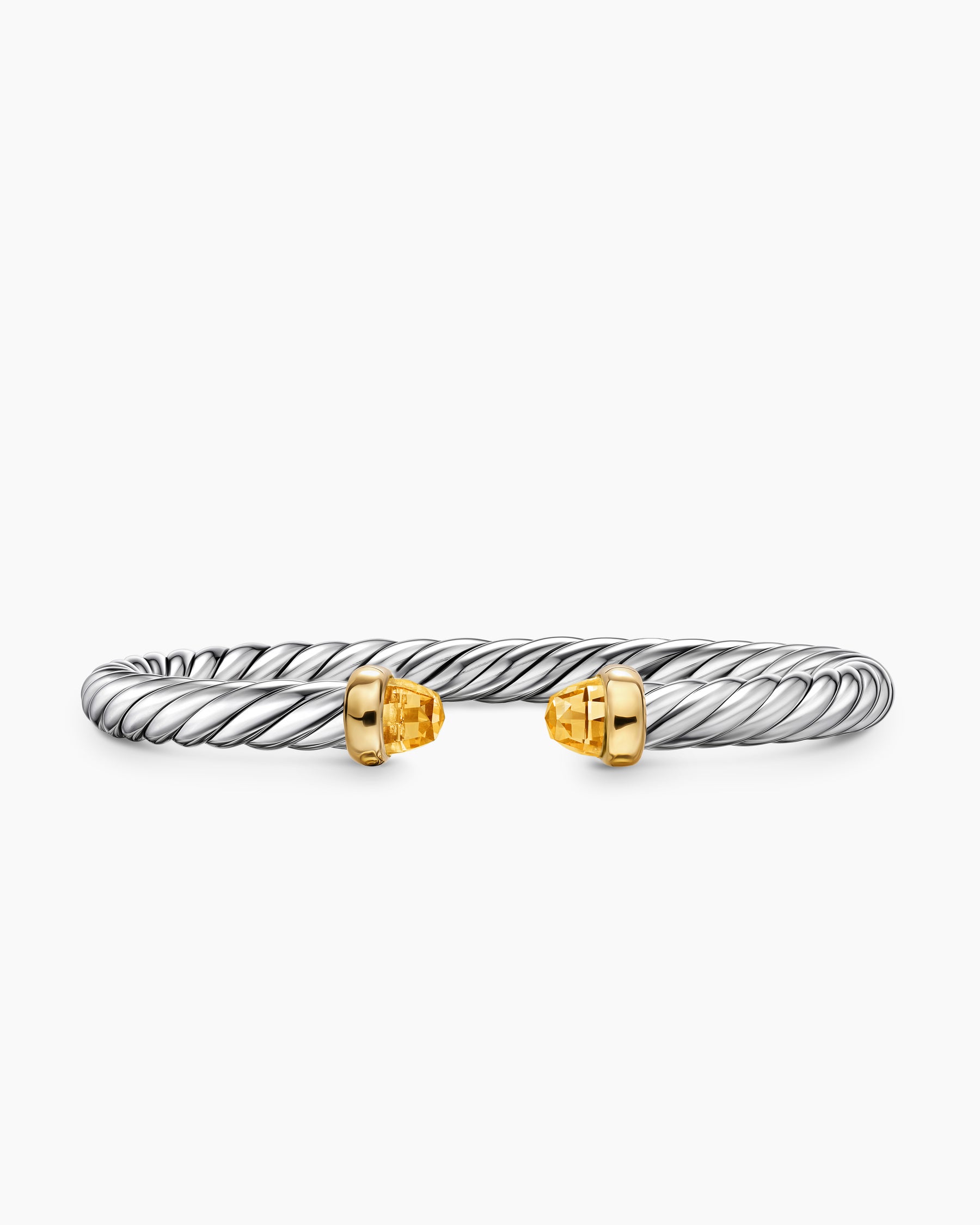 Cable Flex Bracelet in Sterling Silver with 14K Yellow Gold and Citrine, 6mm