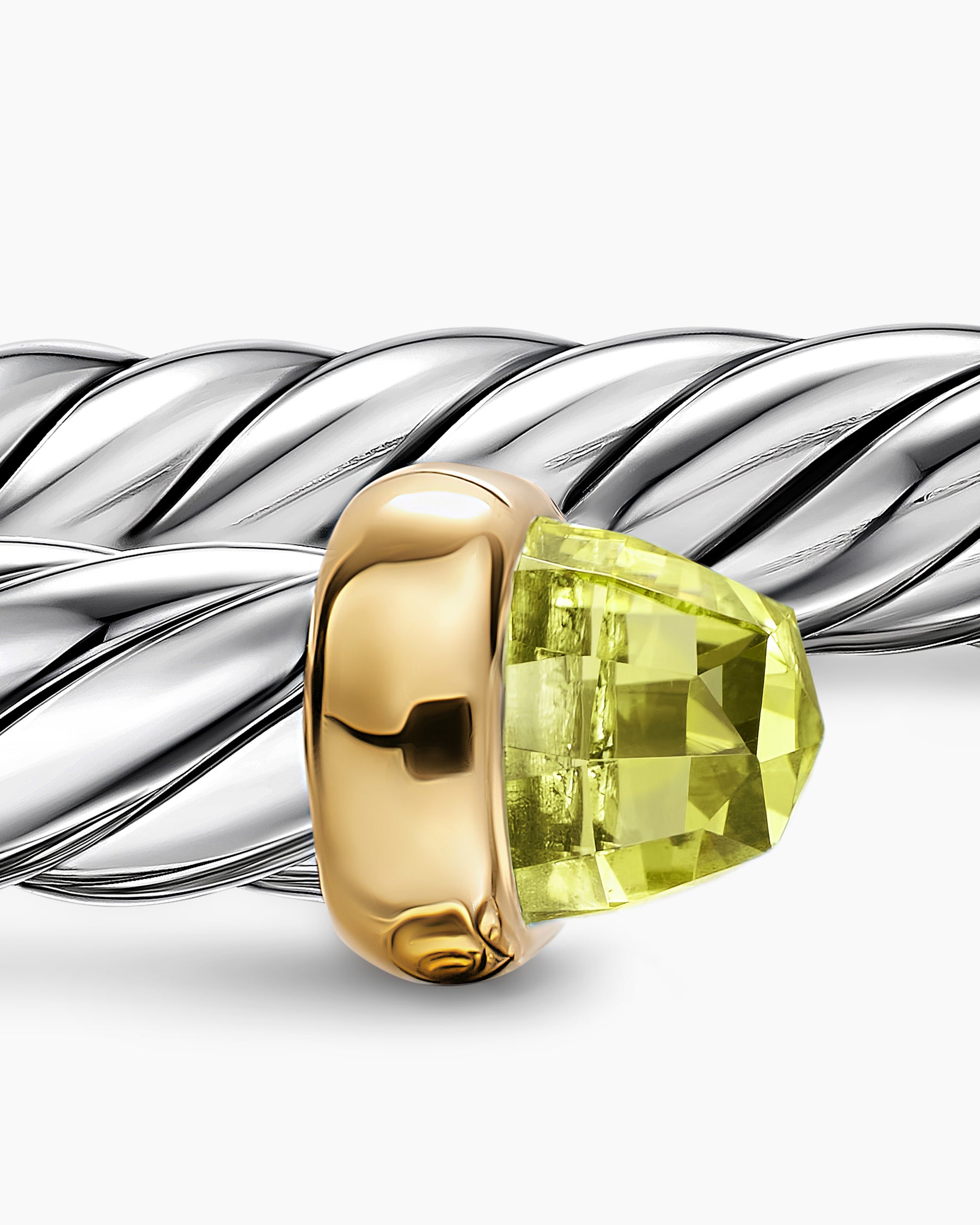 Cable Flex Bracelet in Sterling Silver with 14K Yellow Gold and Peridot, 6mm - Image 6