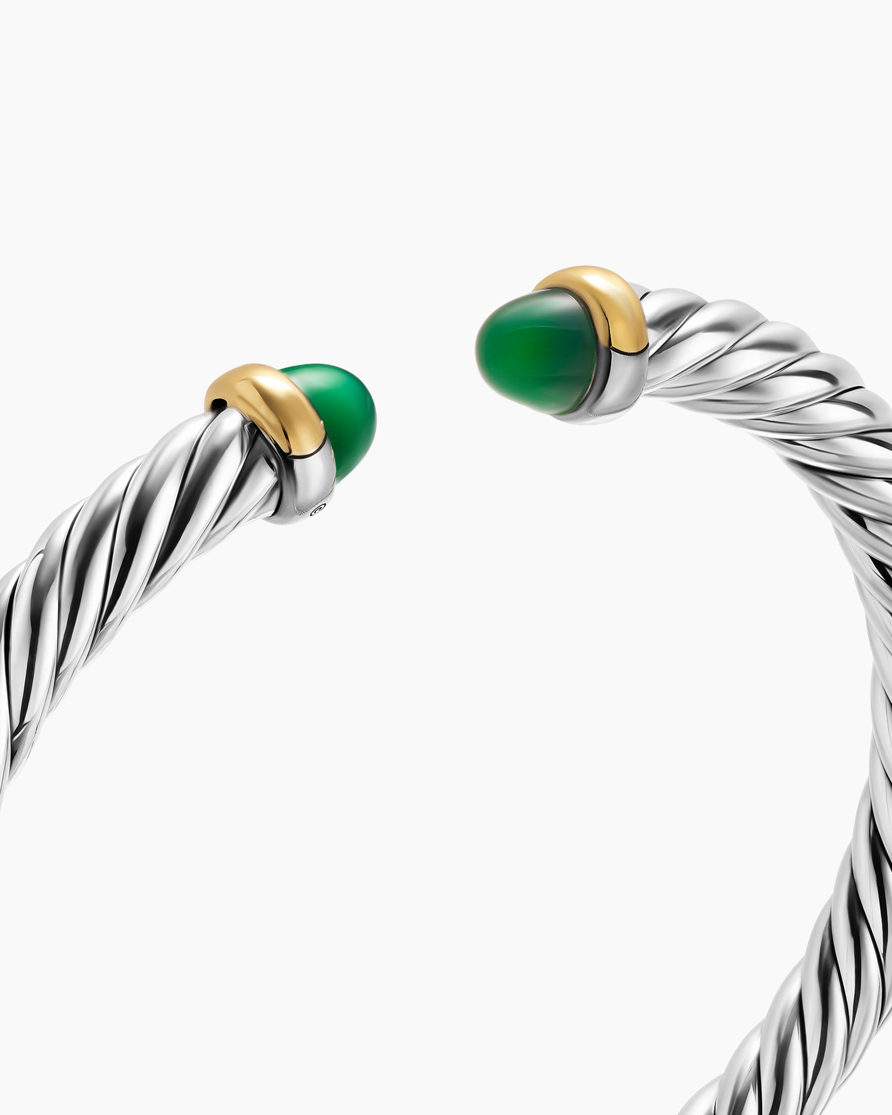 Cable Flex Bracelet in Sterling Silver with 14K Yellow Gold and Green Onyx, 6mm - Image 5
