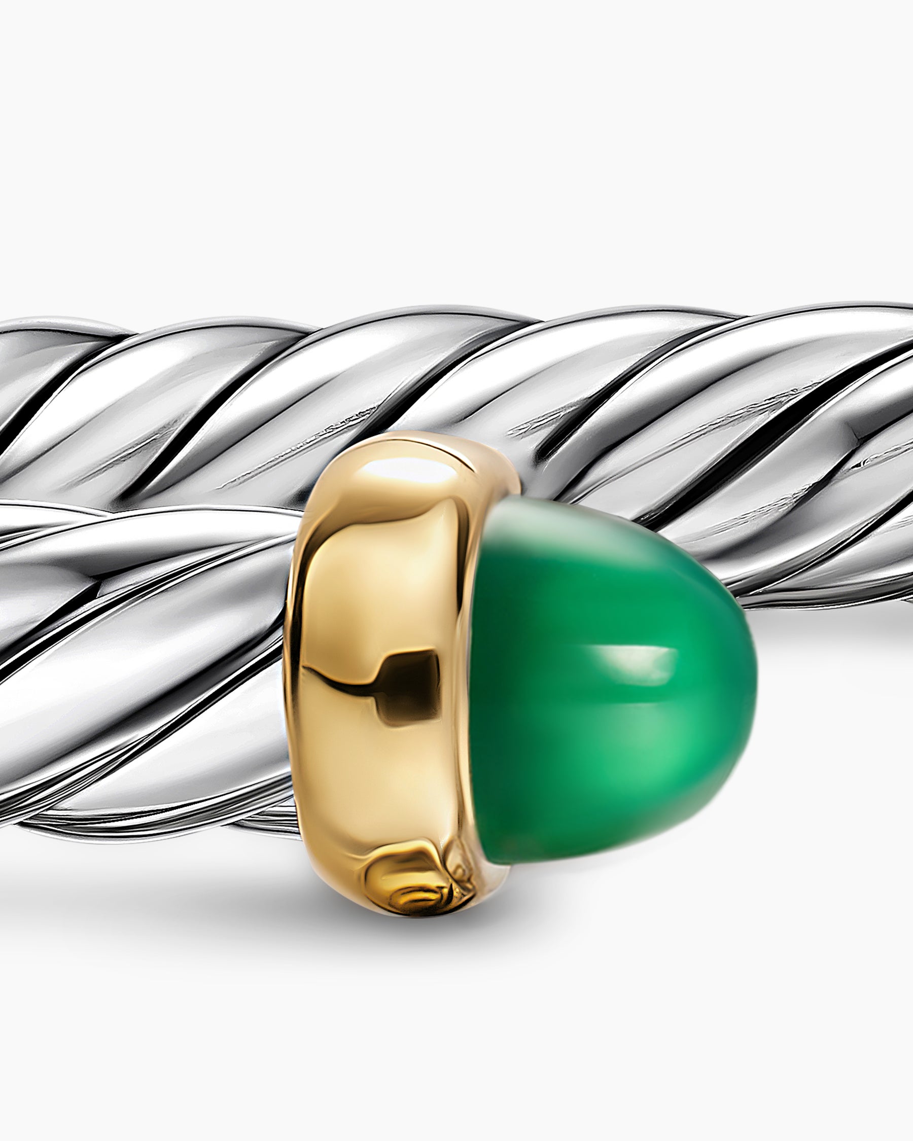 Cable Flex Bracelet in Sterling Silver with 14K Yellow Gold and Green Onyx, 6mm - Image 6
