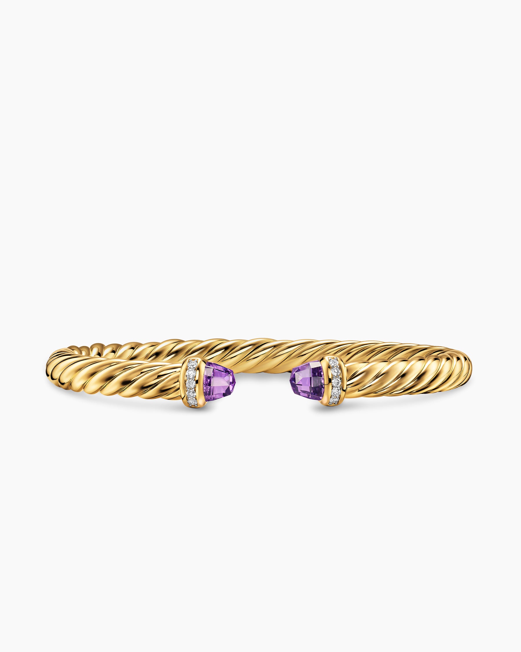 Cablespira Flex Bracelet in 18K Yellow Gold with Amethyst and Diamonds, 6mm