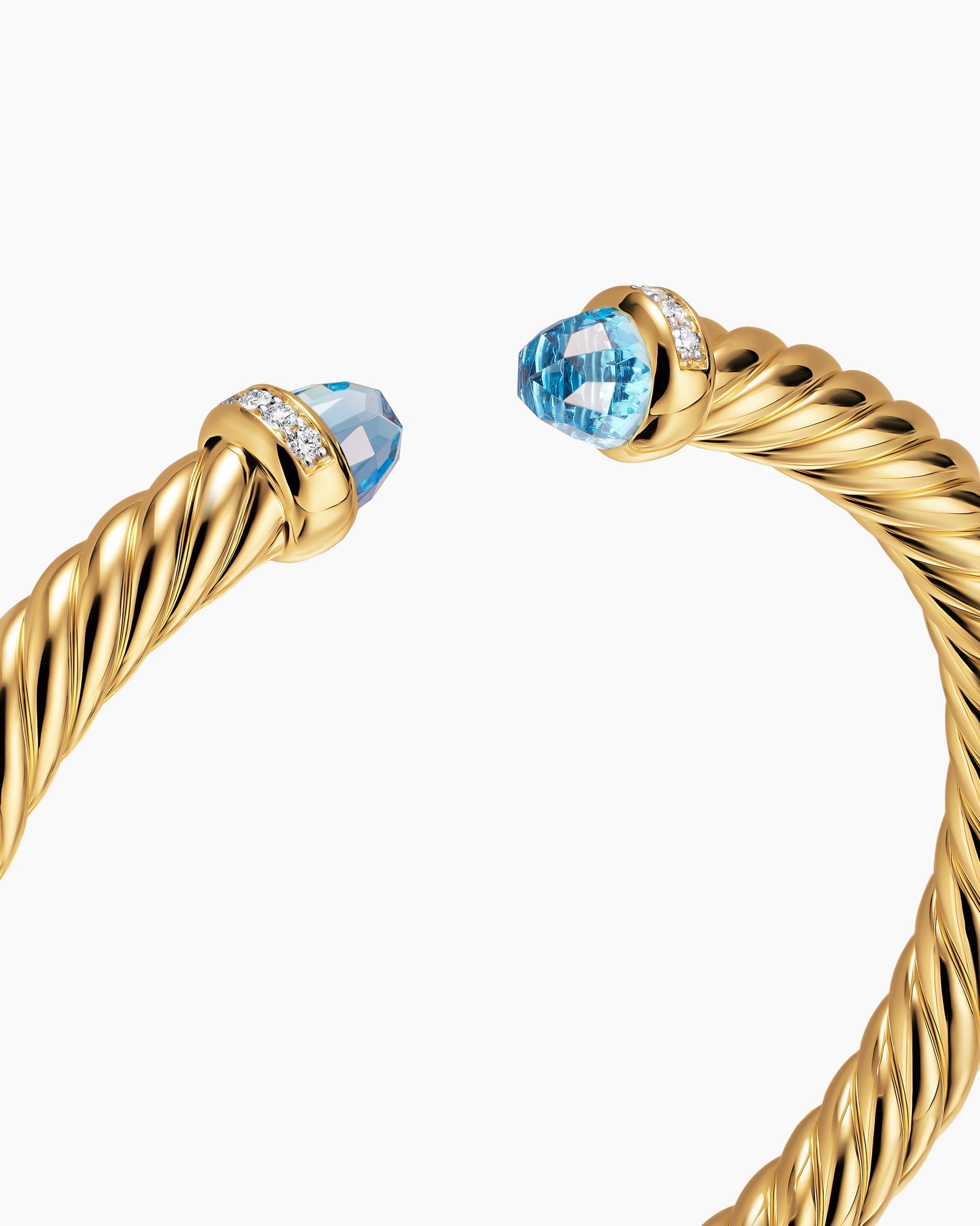 Cablespira Flex Bracelet in 18K Yellow Gold with Blue Topaz and Diamonds, 6mm - Image 5