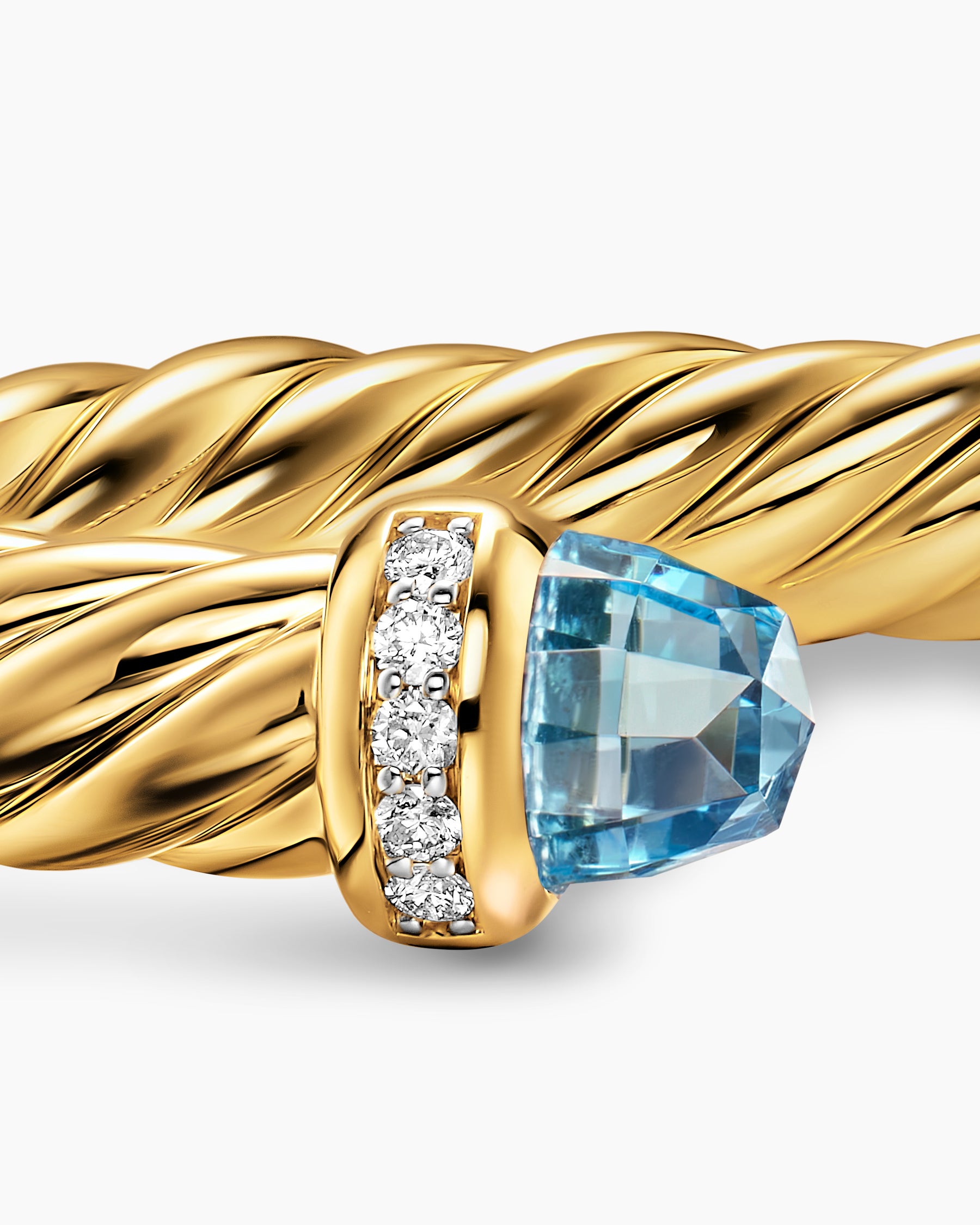 Cablespira Flex Bracelet in 18K Yellow Gold with Blue Topaz and Diamonds, 6mm - Image 6