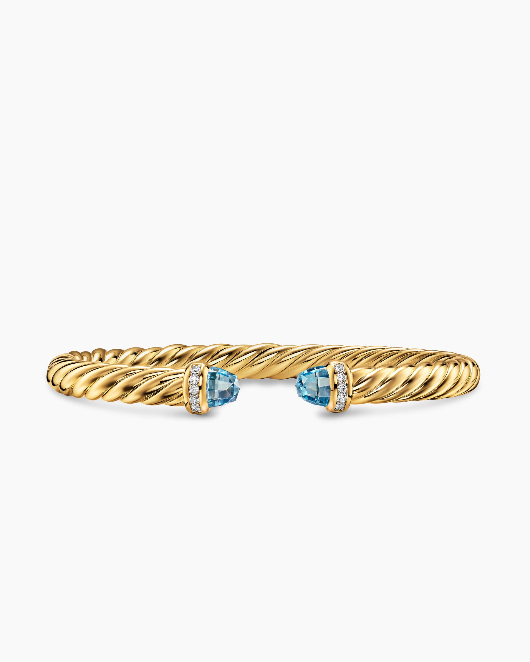 Cablespira Flex Bracelet in 18K Yellow Gold with Blue Topaz and Diamonds, 6mm