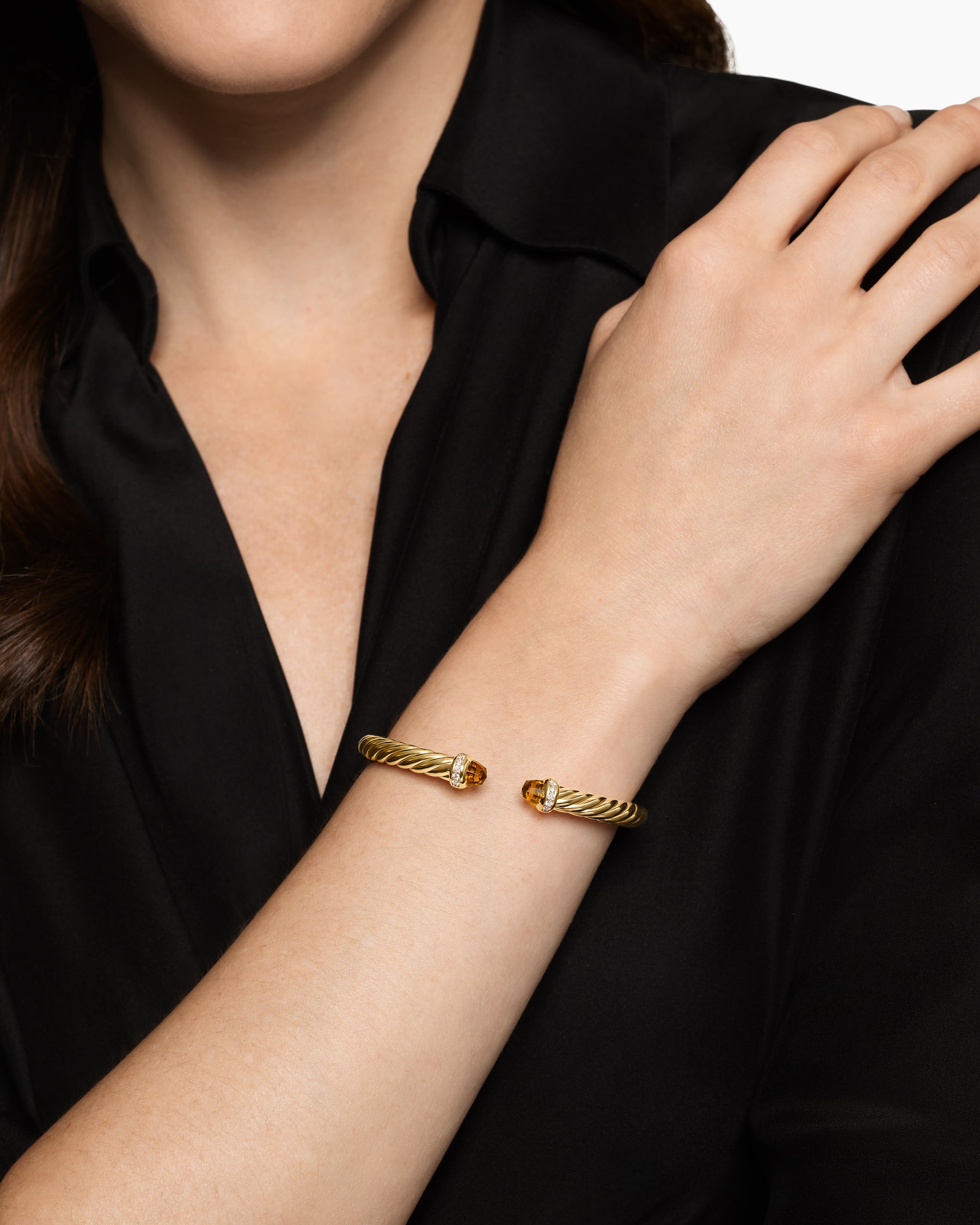 Alternative view of Cablespira Flex Bracelet in 18K Yellow Gold with Citrine and Diamonds, 6mm