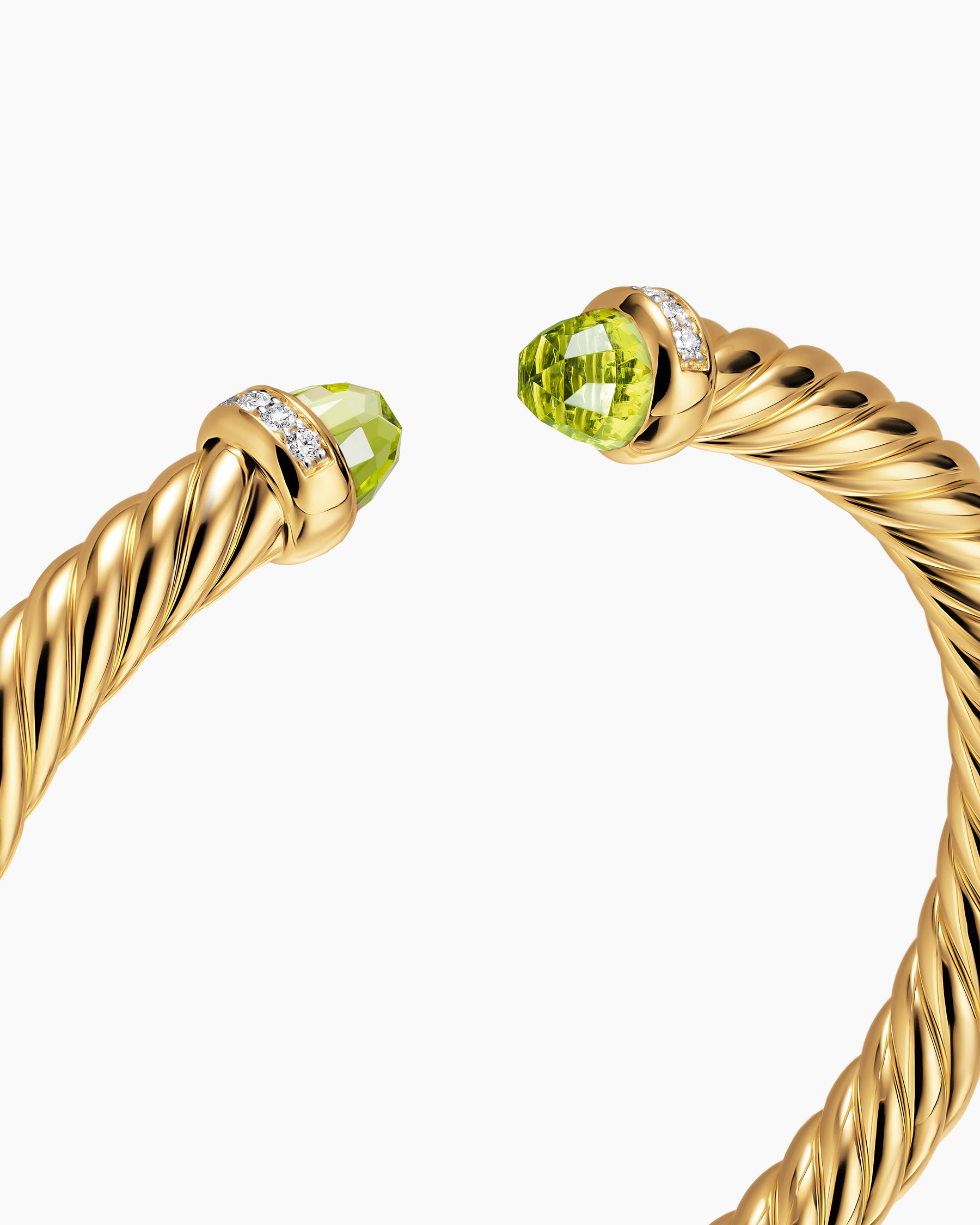 Cablespira Flex Bracelet in 18K Yellow Gold with Peridot and Diamonds, 6mm - Image 5