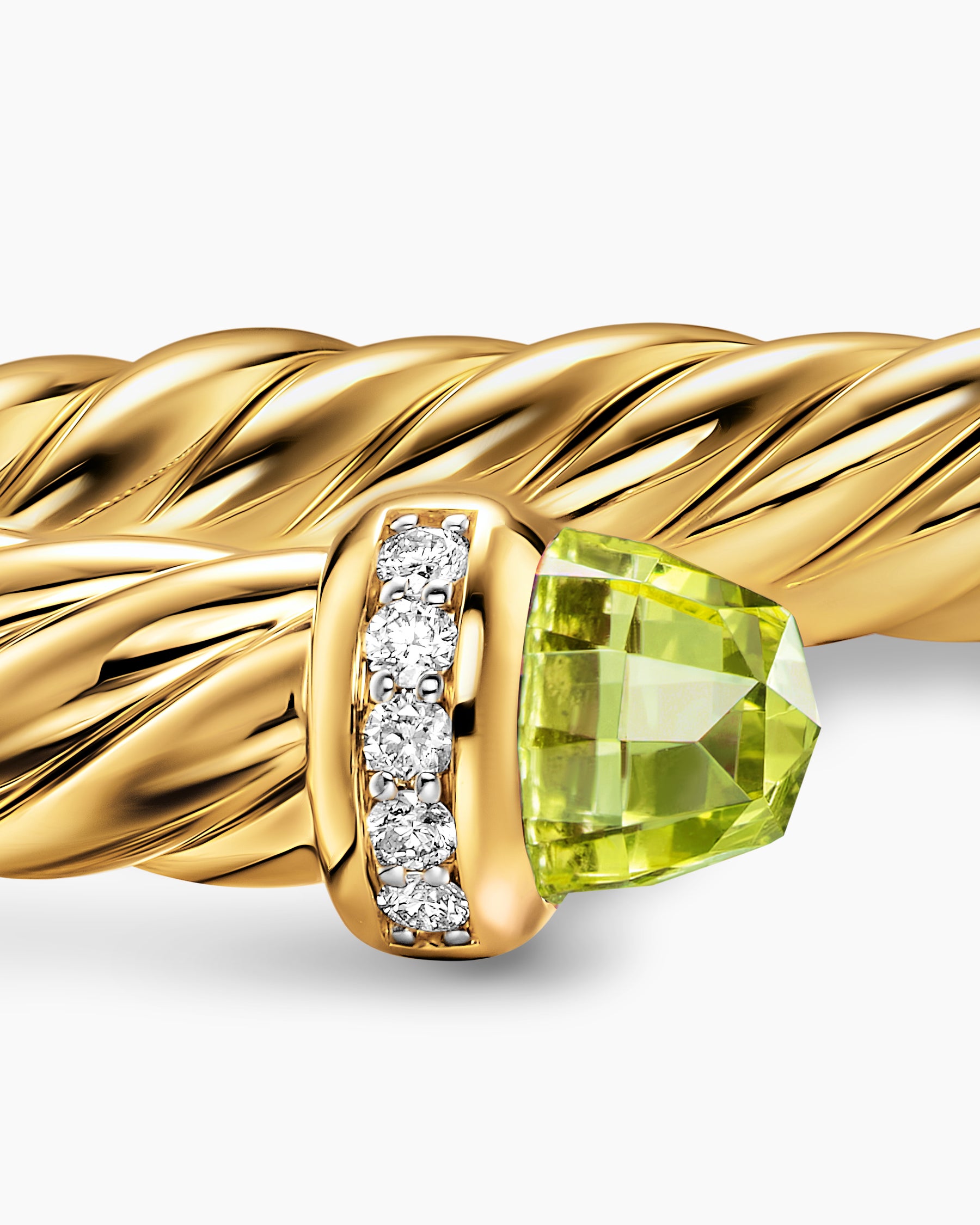Cablespira Flex Bracelet in 18K Yellow Gold with Peridot and Diamonds, 6mm - Image 6
