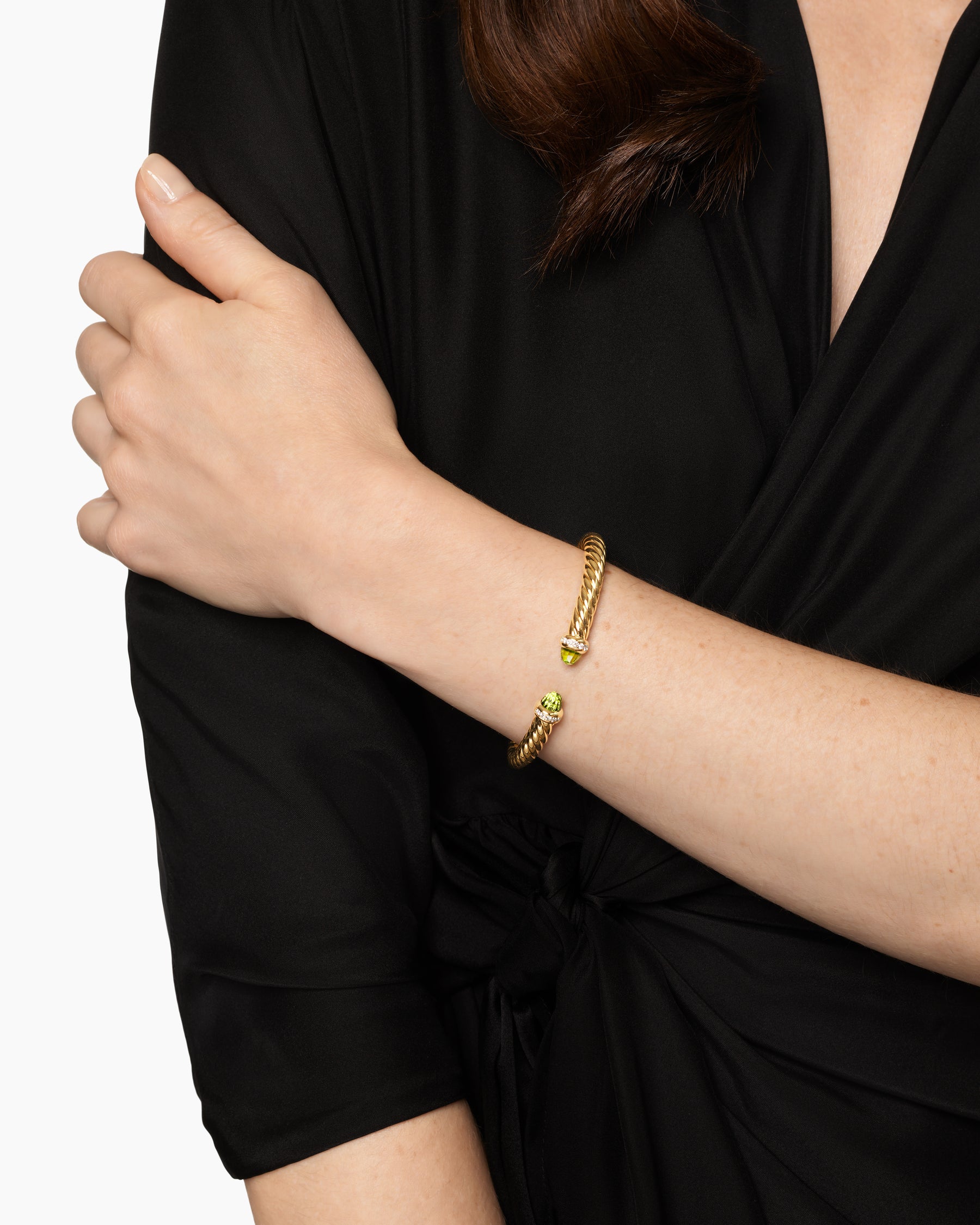 Alternative view of Cablespira Flex Bracelet in 18K Yellow Gold with Peridot and Diamonds, 6mm
