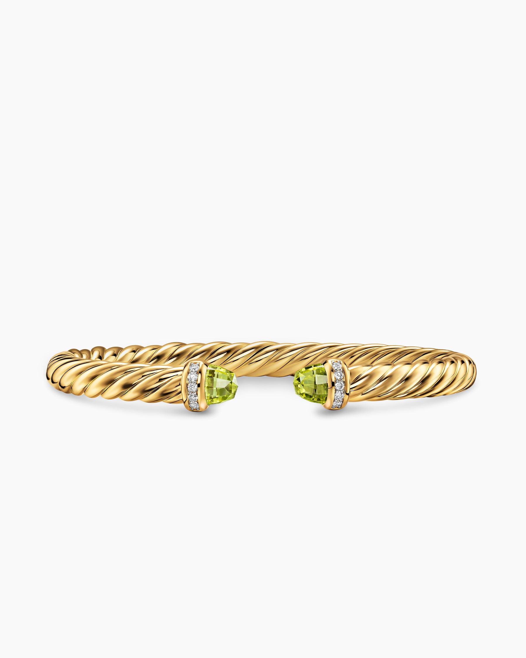 Cablespira Flex Bracelet in 18K Yellow Gold with Peridot and Diamonds, 6mm