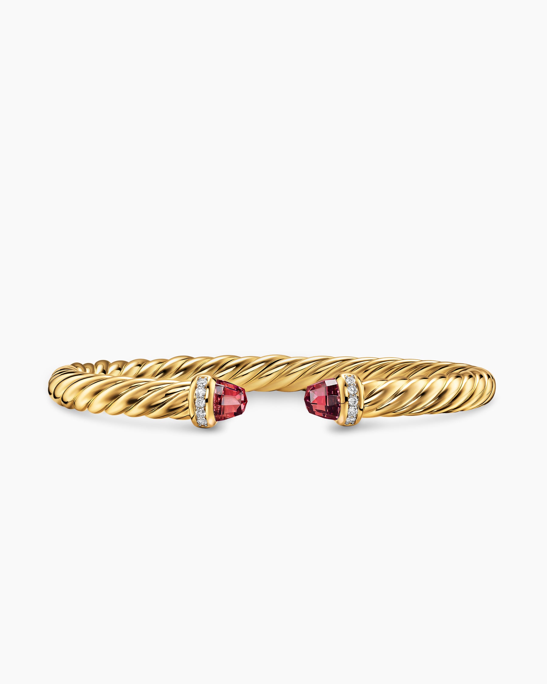 Cablespira Flex Bracelet in 18K Yellow Gold with Rhodolite Garnet and Diamonds, 6mm